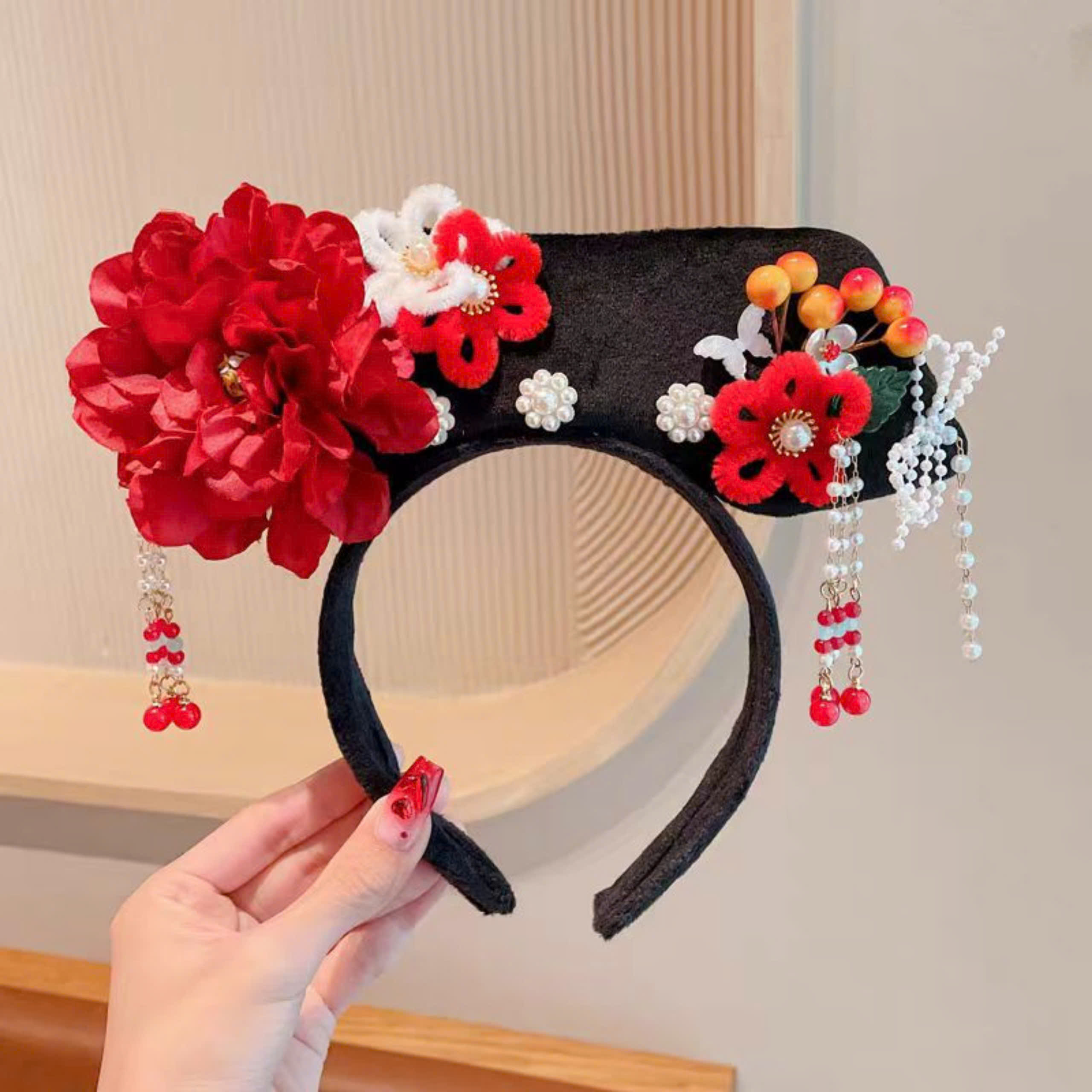 Cài tóc bờm tóc cho bé gái trung hoa hanfu cổ trang hoàn châu cách cách quý phi diện lễ tết noel giáng sinh năm mới xinh