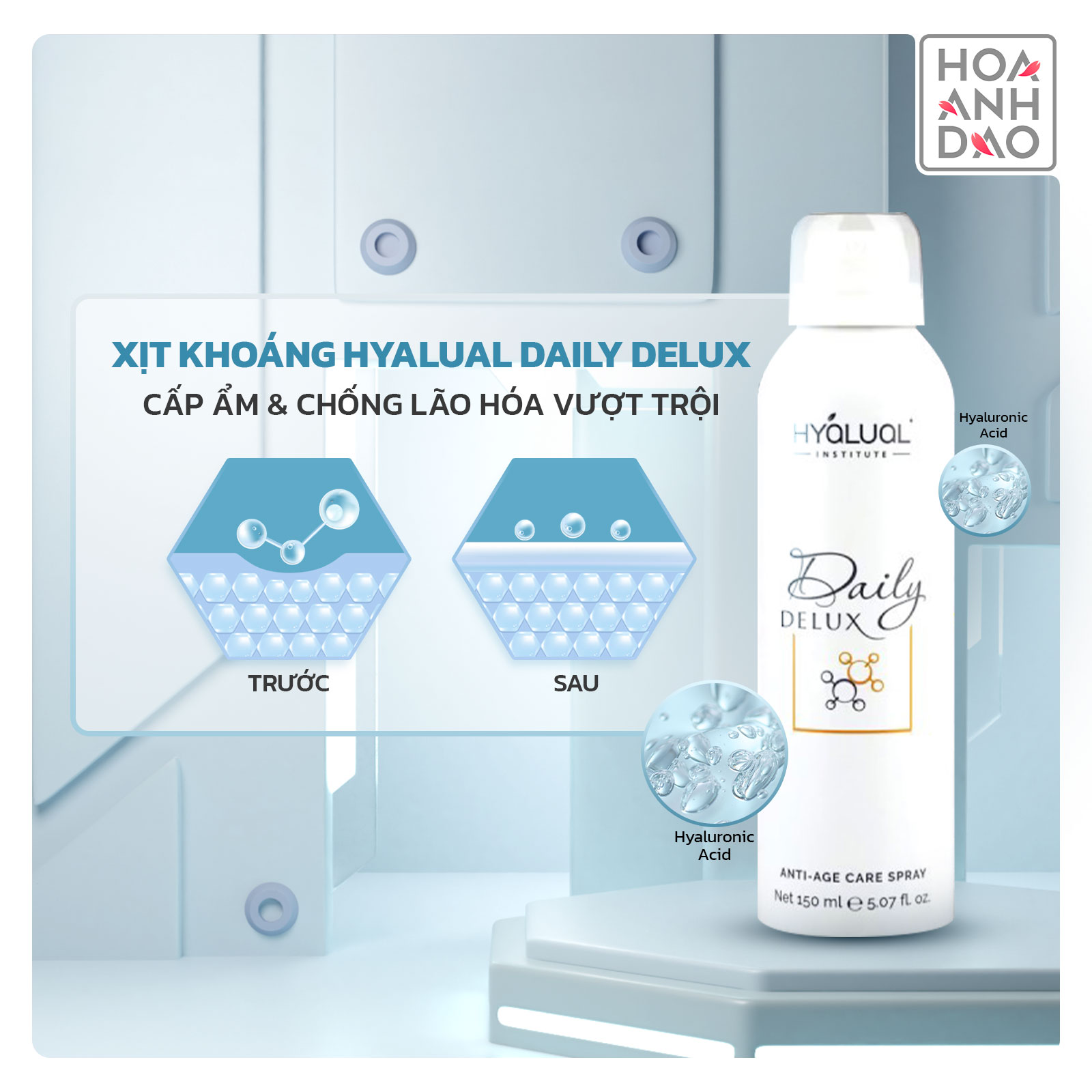 Xịt khoáng chống lão hóa Hyalual Daily Delux