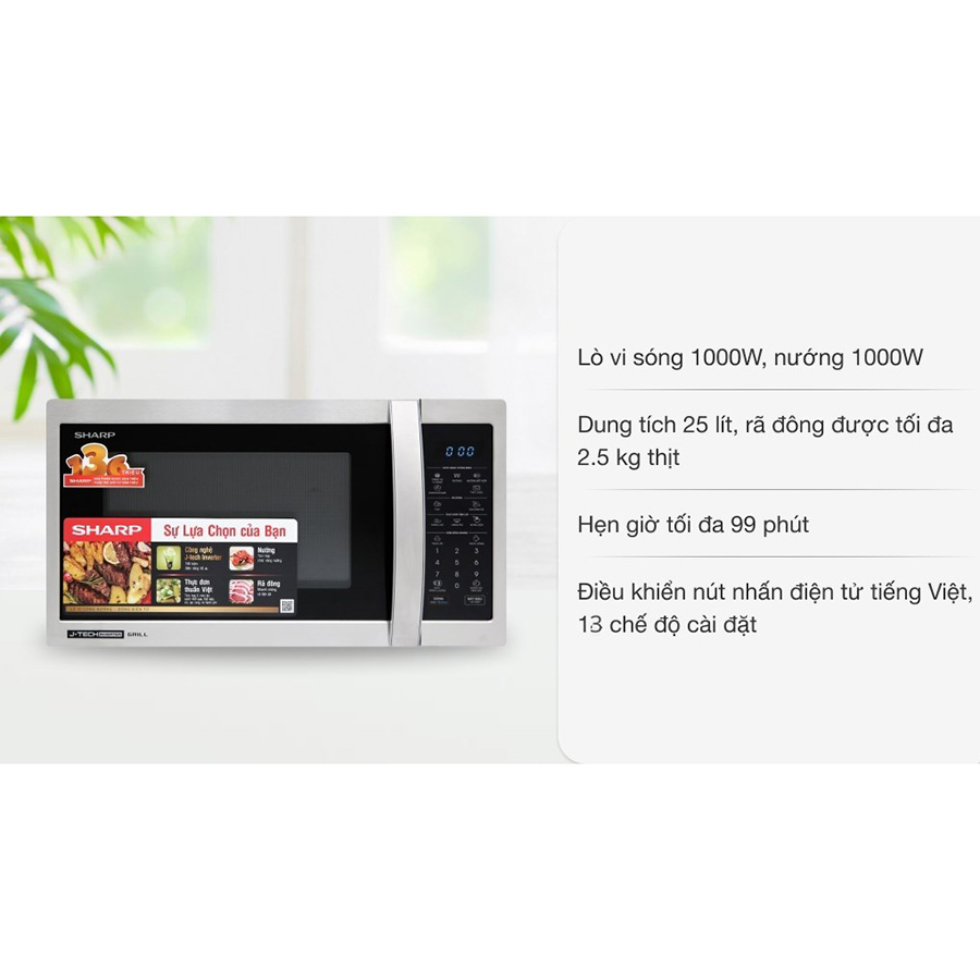 Lò Vi Sóng Điện Tử Có Nướng Sharp R-G52XVN-ST - Hàng Chính Hãng