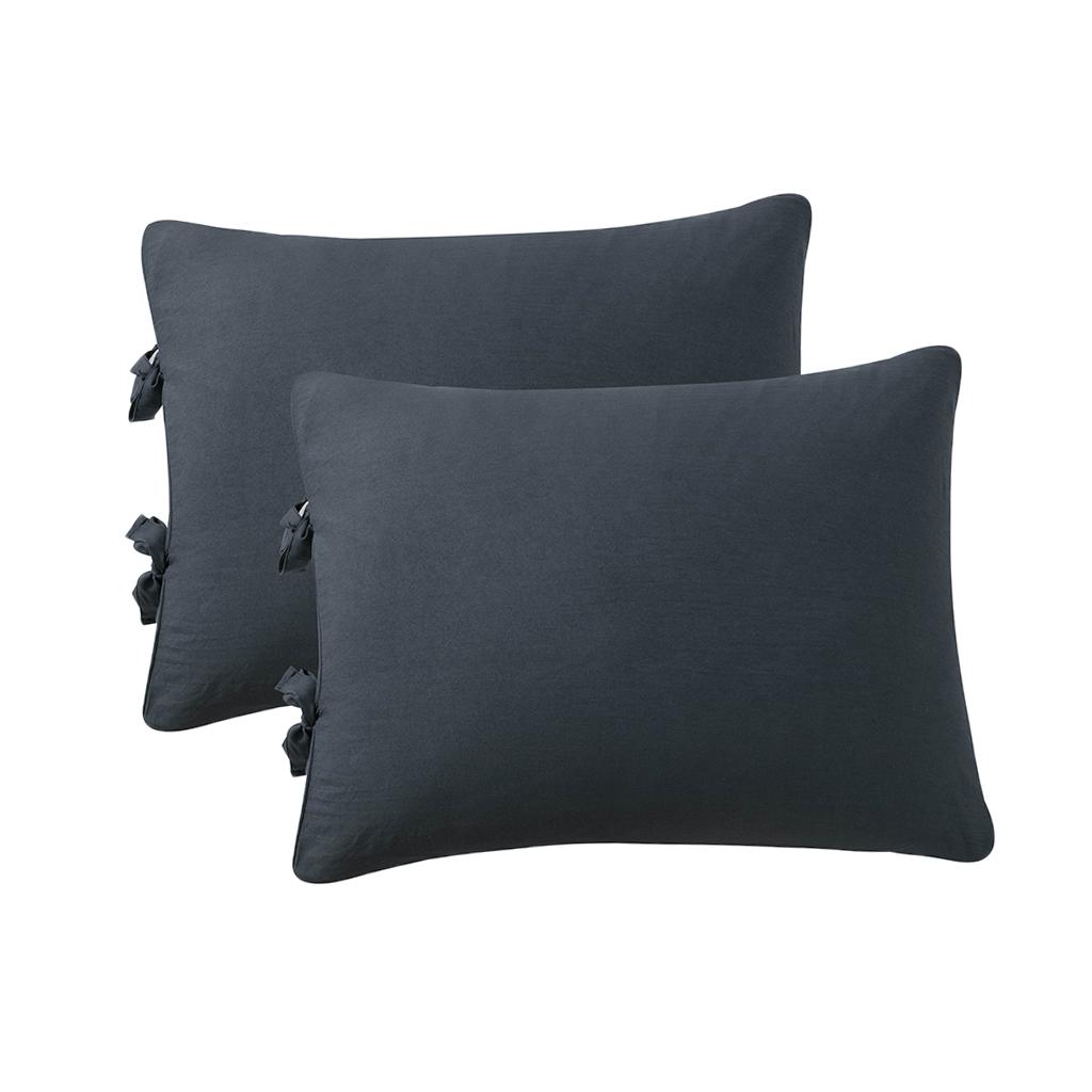 Solid Color Polyester Pillow Case Cushion Cover with Ties 2-in-1