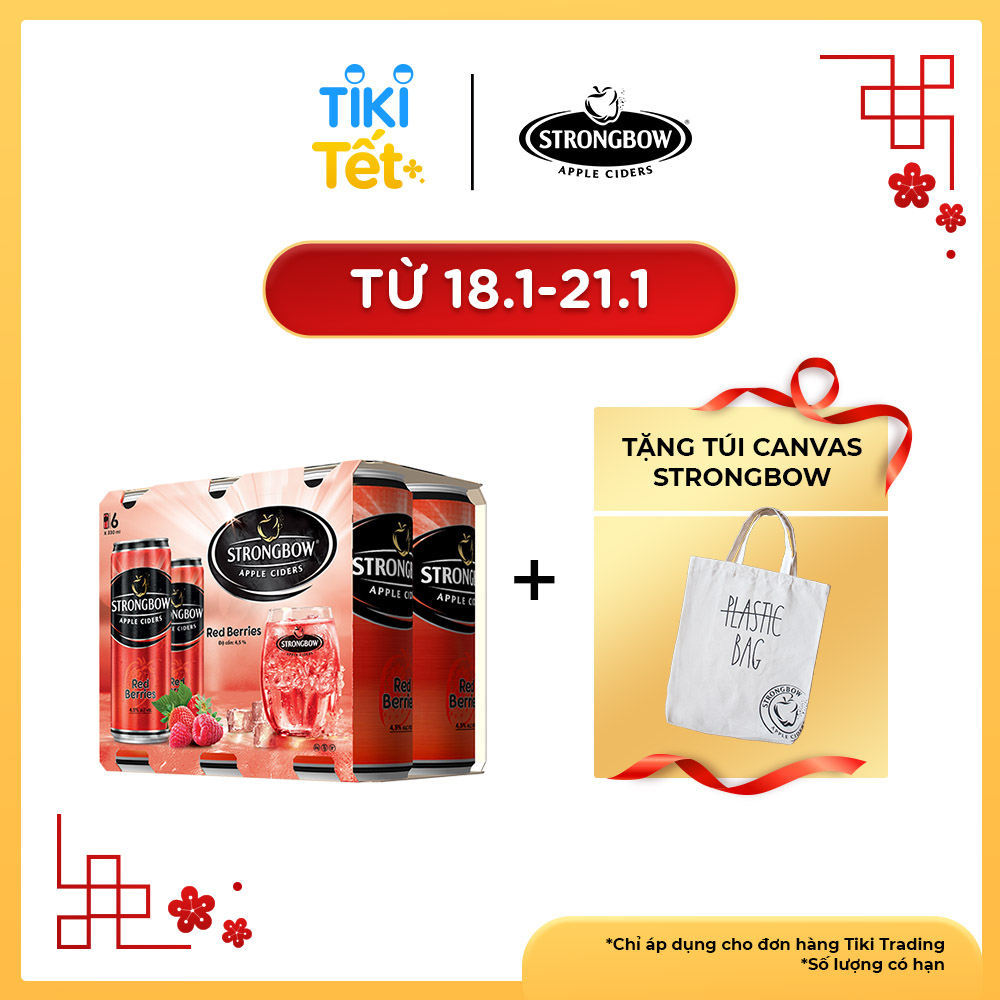 Nước táo lên men Strongbow Dâu đỏ 330ml lốc 6 lon