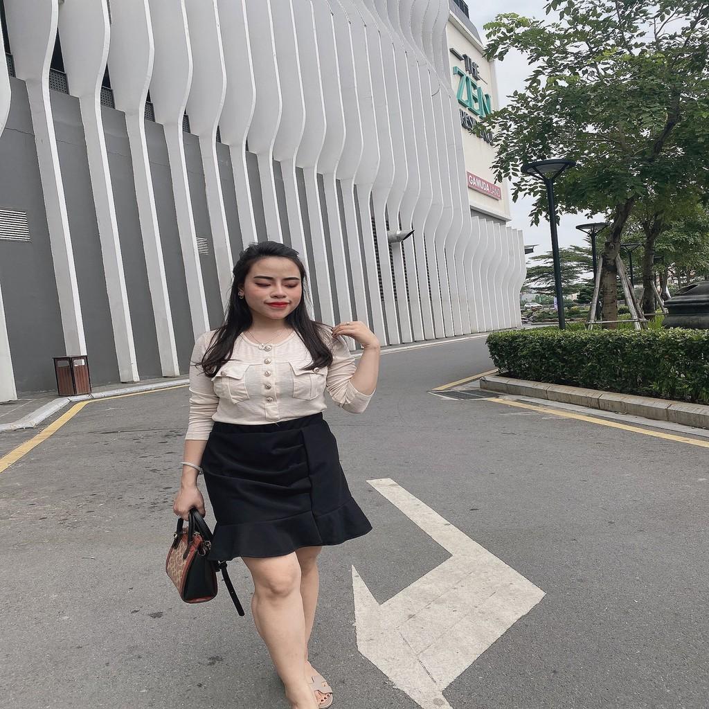 Áo thun dăm nữ dài tay, co giãn,nhiều cúc trước ngực tôn dáng freesize đến 75kg