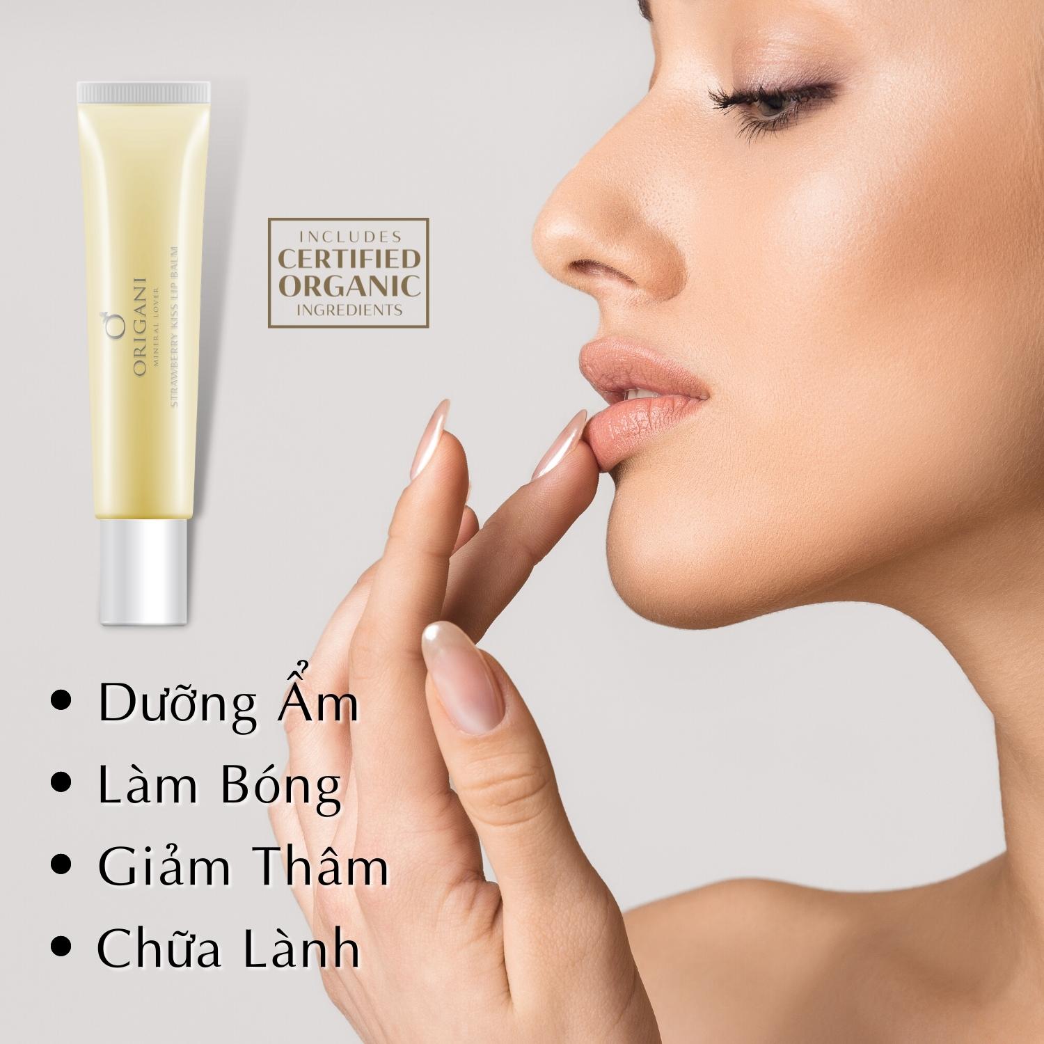 Son Dưỡng Môi Không Màu Origanic Hương Dâu Origani Butterfly Kiss Strawberry Crush Lip Balm - Dưỡng Ẩm, Giảm Thâm, Chữa Lành cho Môi