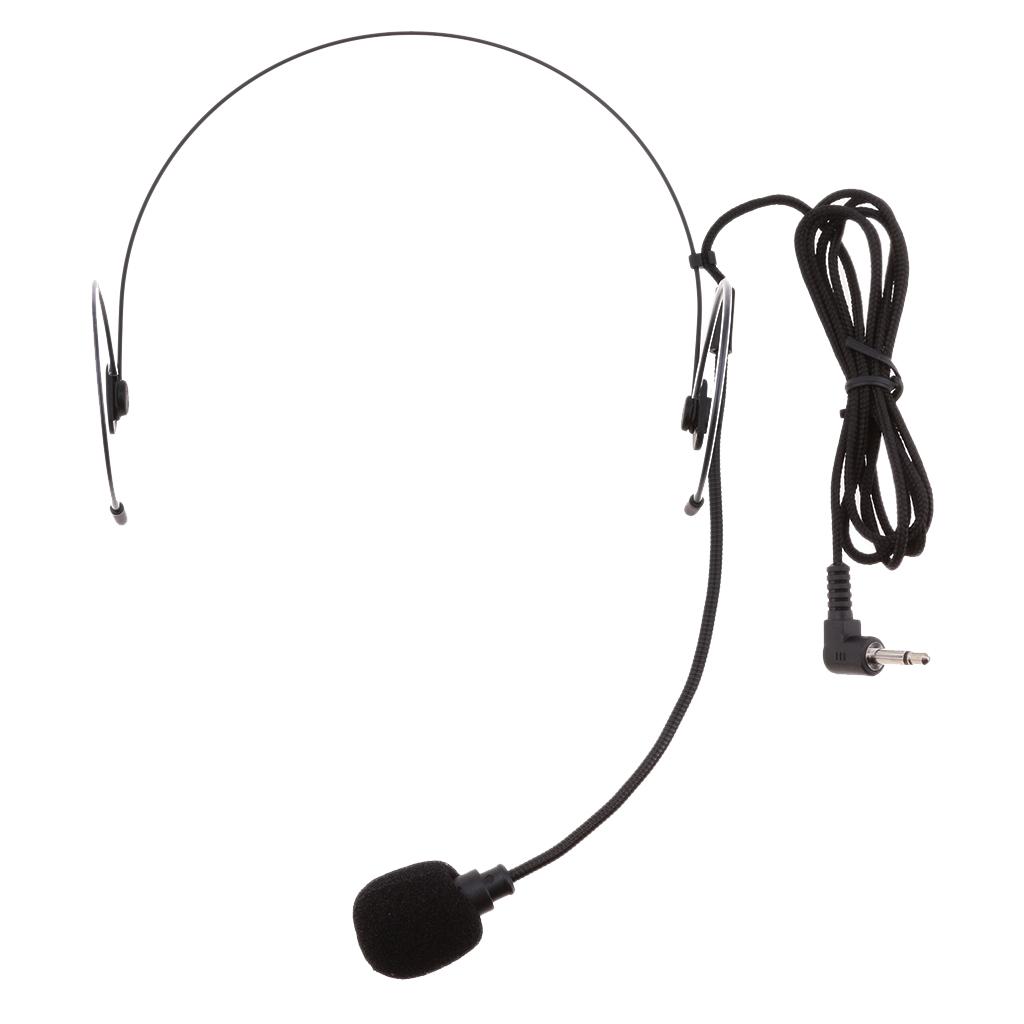 Professional 3.5mm Mono , 3Pin XLR , 4Pin XLR Double Earhook Wired Headworn Condenser Megaphone Microphone Black