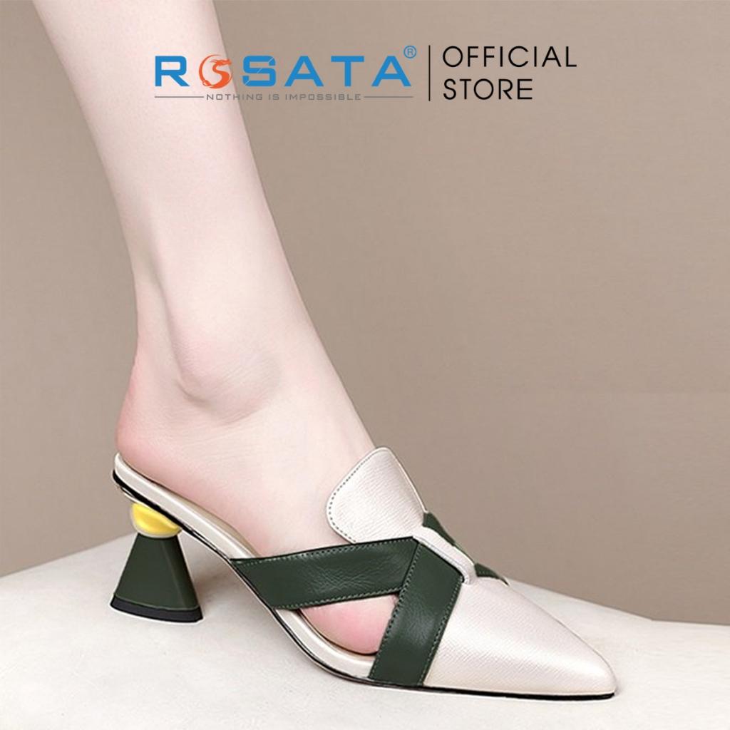 Dép sandal cao gót nữ ROSATA RO495 xỏ chân mũi nhọn gót cao 5cm xuất xứ Việt Nam