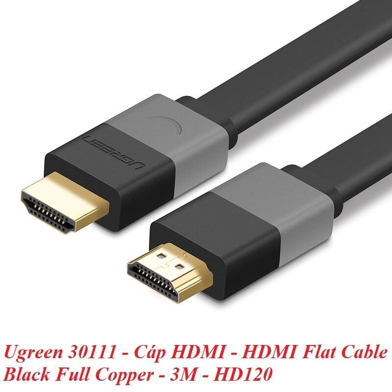 Ugreen UG30111HD120TK 3 Met màu Đen Cáp tín hiệu HDMI vỏ nhựa PVC cao cấp cáp dẹt - HÀNG CHÍNH HÃNG