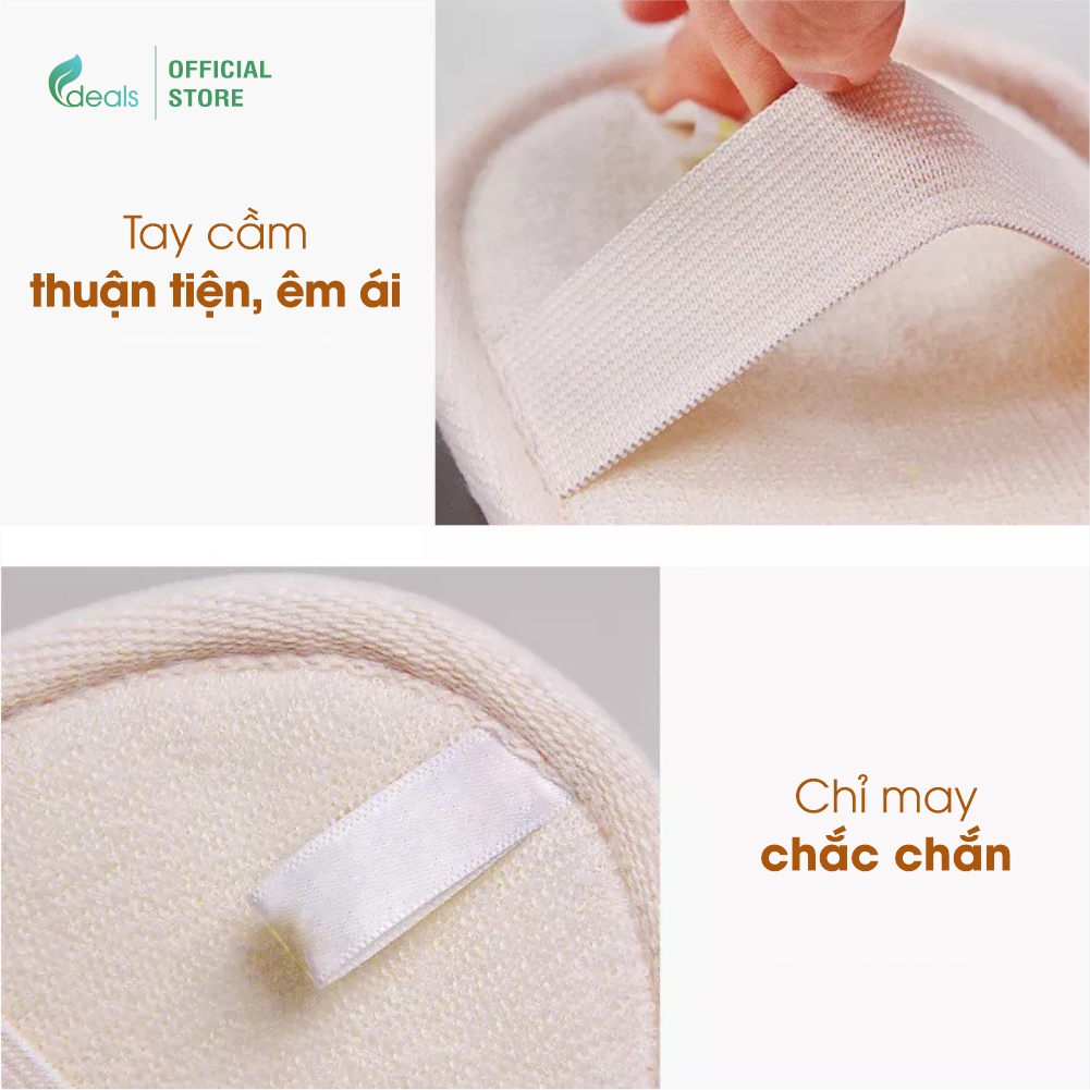 [PHIÊN BẢN MỚI] Bông Tắm Xơ Mướp Cao Cấp ECODEALS 100% Xơ Mướp Hữu Cơ - Xơ mướp loại 1, làm sạch cơ thể, tẩy da chết, massage linh hoạt - 1 cái - KT 11 x 16cm