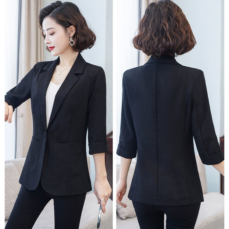 Áo vest blazer nữ Linen demi tay lỡ trẻ trung, thời trang hè thu 2021