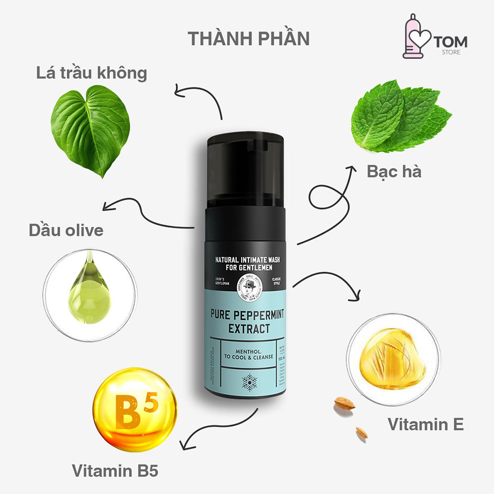 Dung dịch vệ sinh nam dạng bọt, tinh chất bạc hà tươi mát - Shell Pure Peppermint Extract