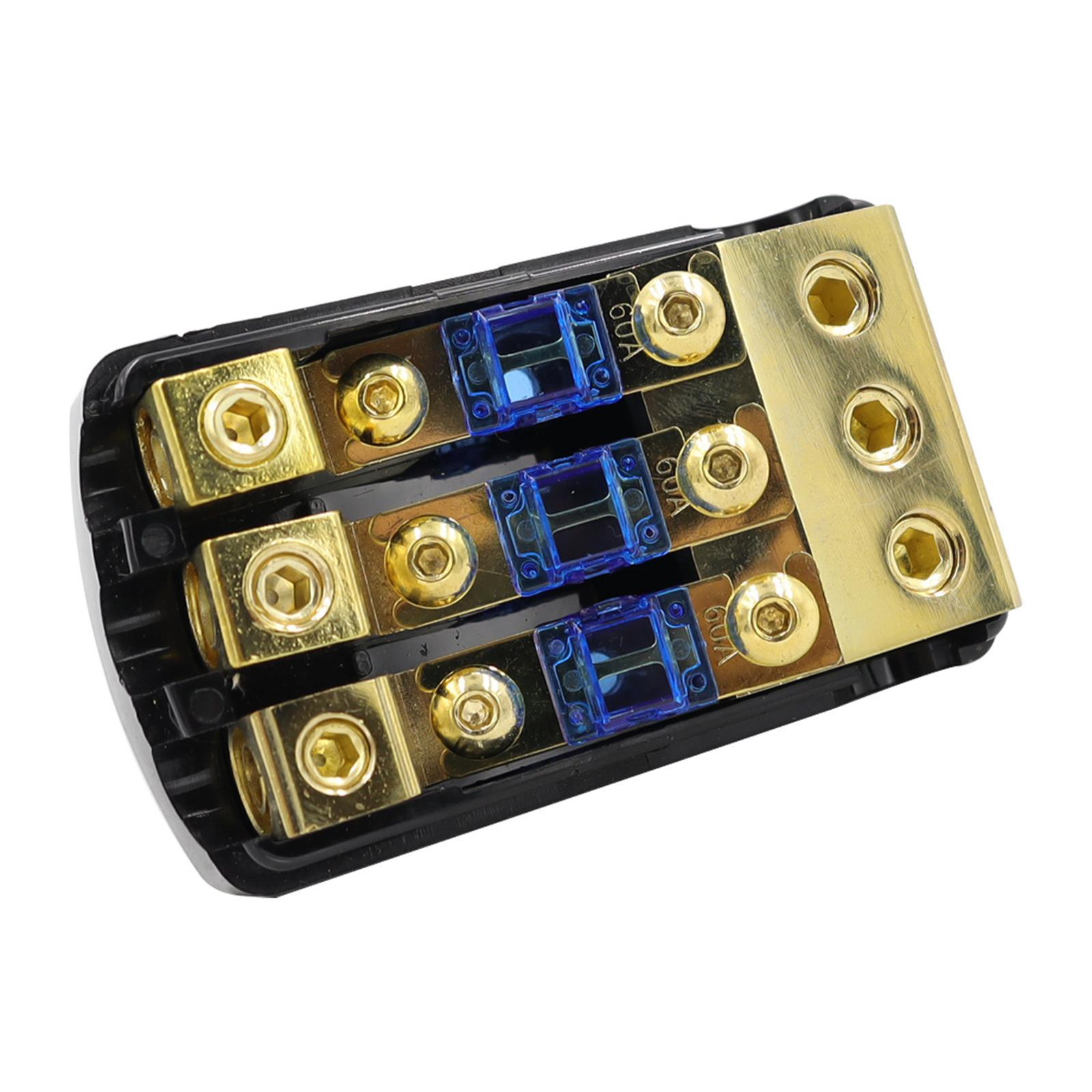3 Way Fuse Holder Anl Fuse Box Quality 60A Zinc Alloy Replacement Easy to Install Car Accessories Fuse Distribution Block for Car Audio