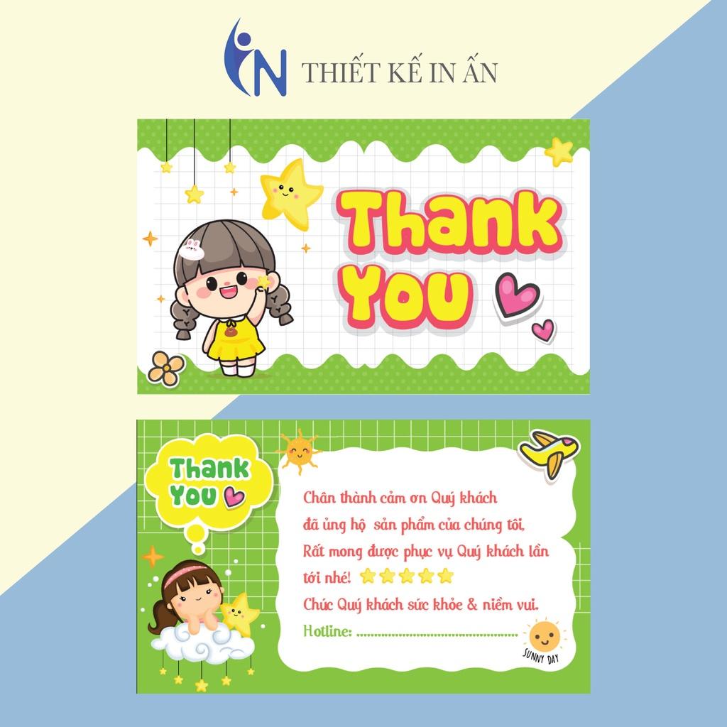 Hộp 100 card cám ơn, card Thank you họa tiết cute (12 mẫu) dành riêng cho shop bán hàng online