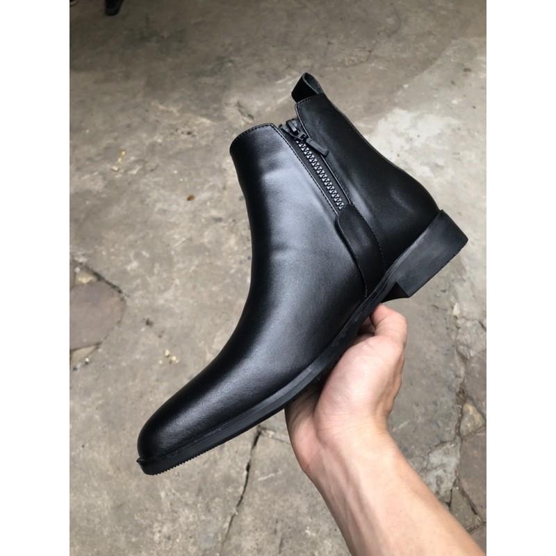 Chelsea Boots da bò kéo khóa, giày bốt nam