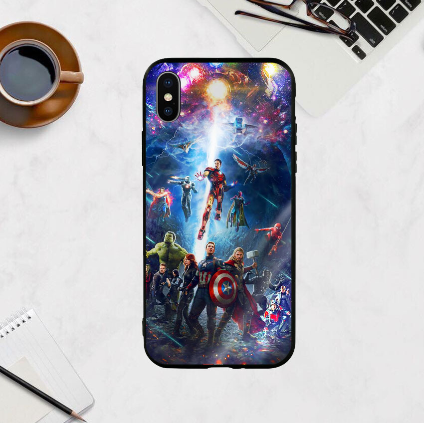 Ốp Lưng Kính Cường Lực cho điện thoại Iphone X / Xs - Marvel 02