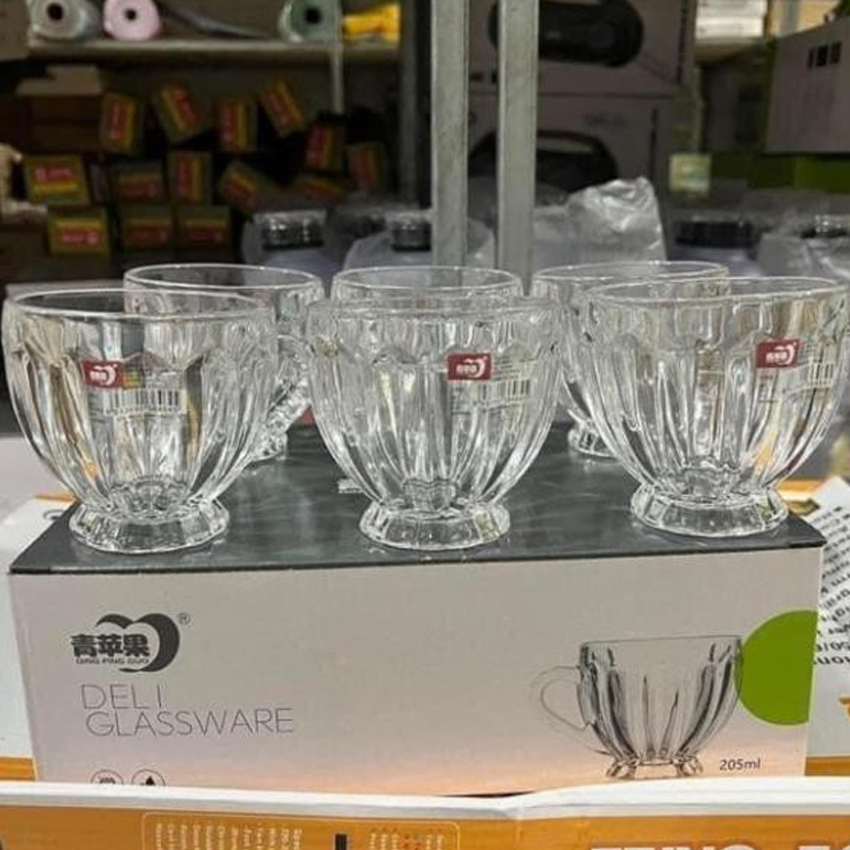 Bộ 6 Cốc Thủy Tinh Có Quai Uống Trà, Uống Cà Phê Hoặc Uống Gì Cũng Được