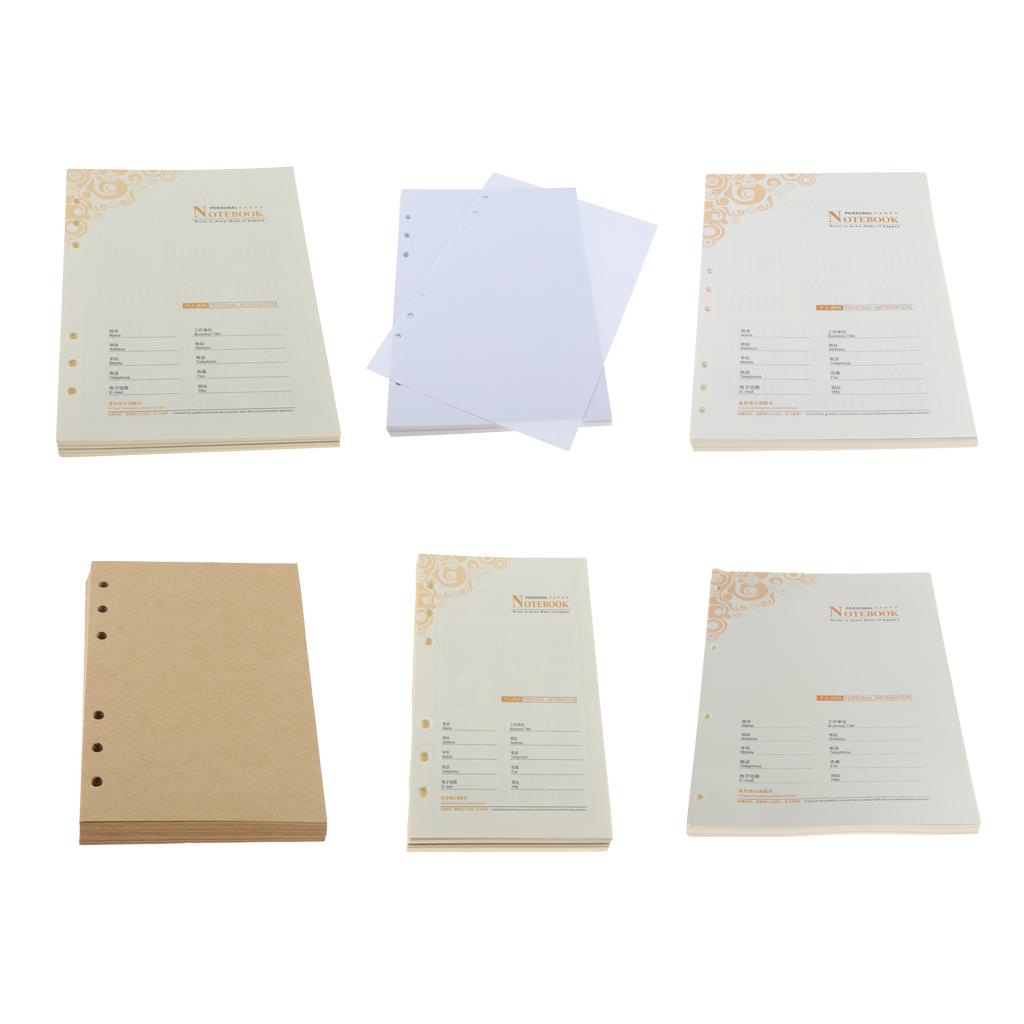 A5 Notebook Filler Paper Refillable Pages for Binder Planner 6 Holes