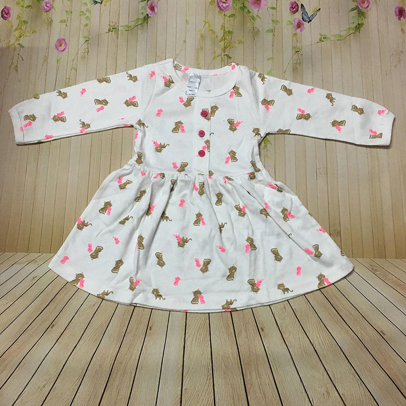 Váy đầm dài tay cho bé gái size 1-7 chất cotton