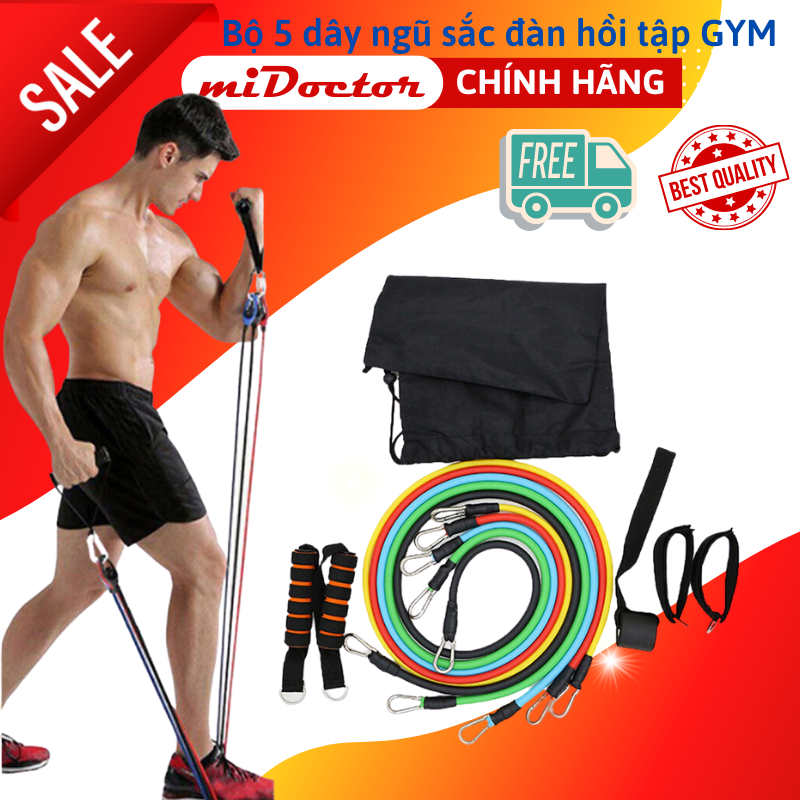 Bộ 5 Dây Ngũ Sắc Đàn Hồi Tập Thể Hình, Tập Gym miDoctor - Chính Hãng