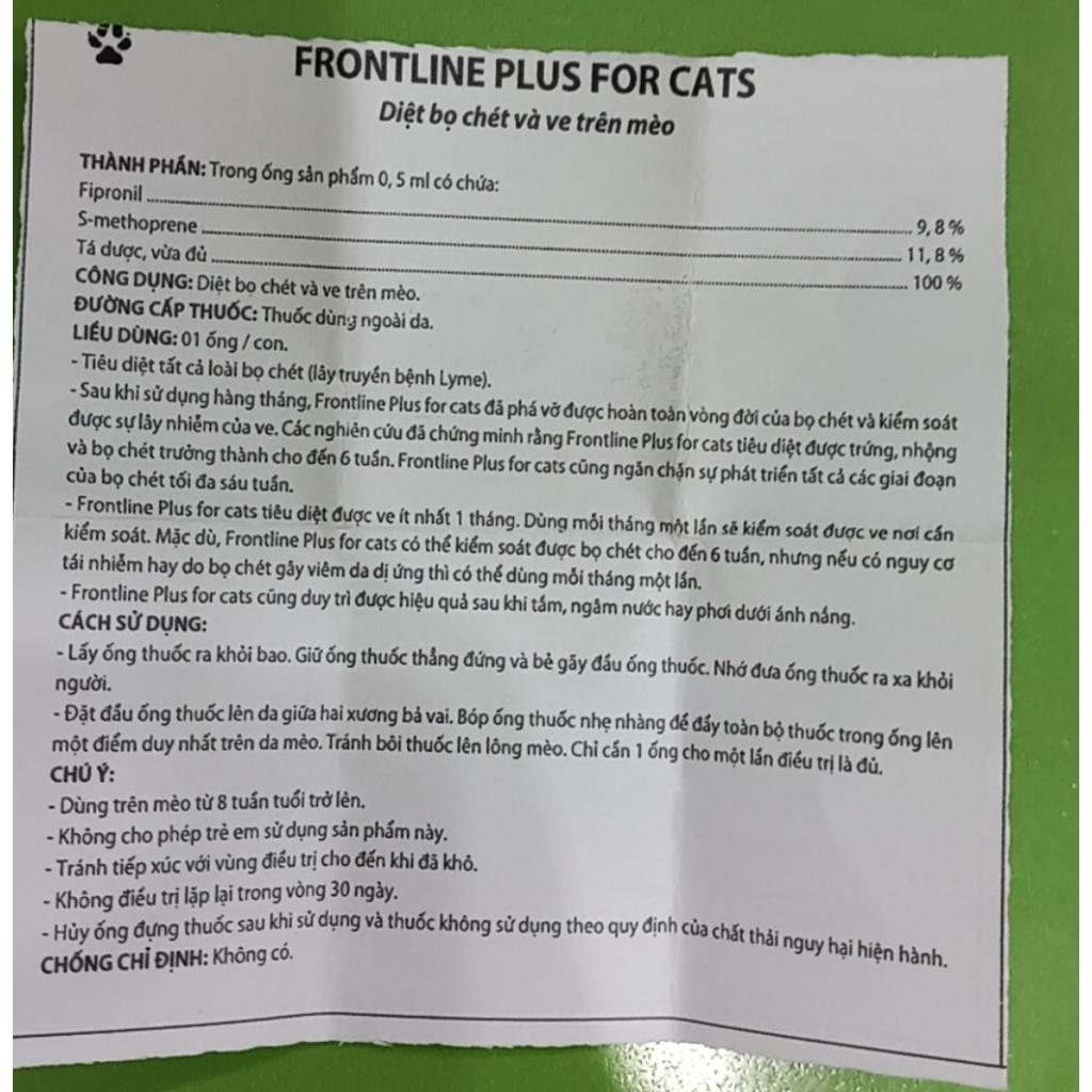 Frontline Plus Nhỏ gáy MẪU MỚI diệt ve rận cho mèo