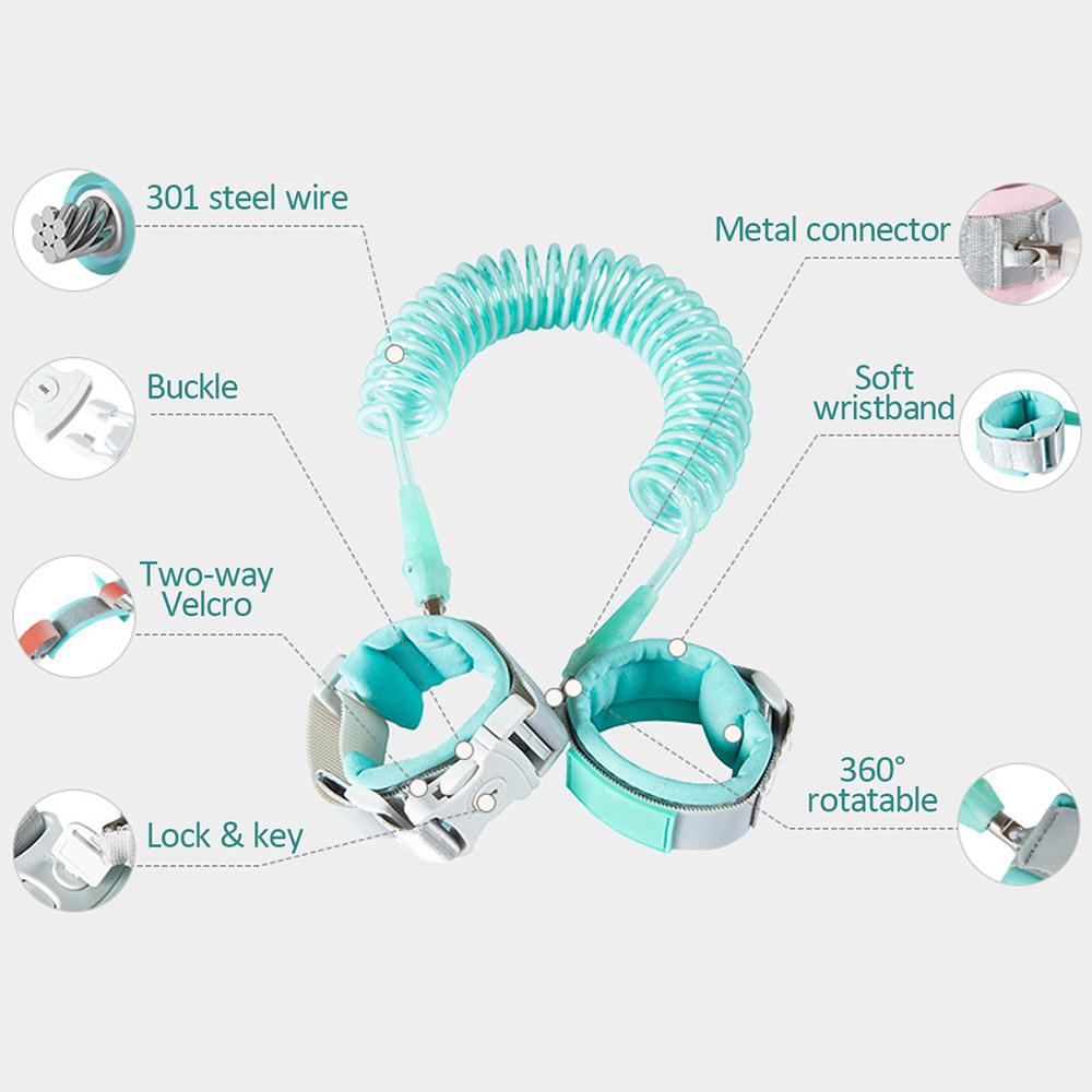 Dây buộc cổ tay, giúp chống lạc trẻ em, với đầu nối xoay 360, sẽ bảo vệ cổ tay