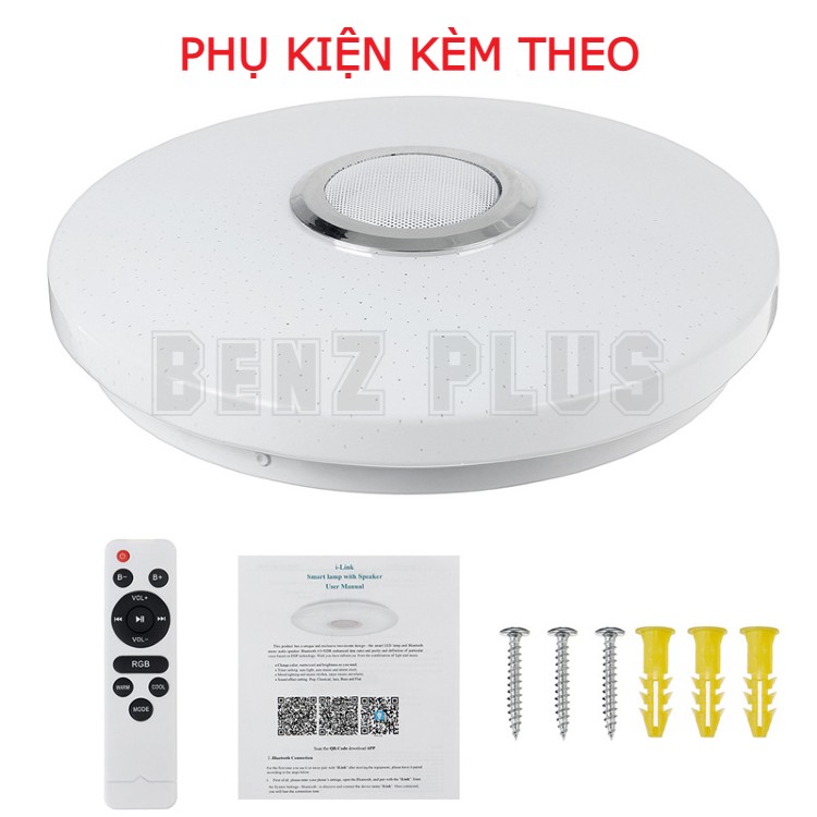 Đèn led ốp trần thông minh trang trí phòng khách, phòng ngủ, phòng ăn tích hợp loa bluetooth điều khiển qua App, remote