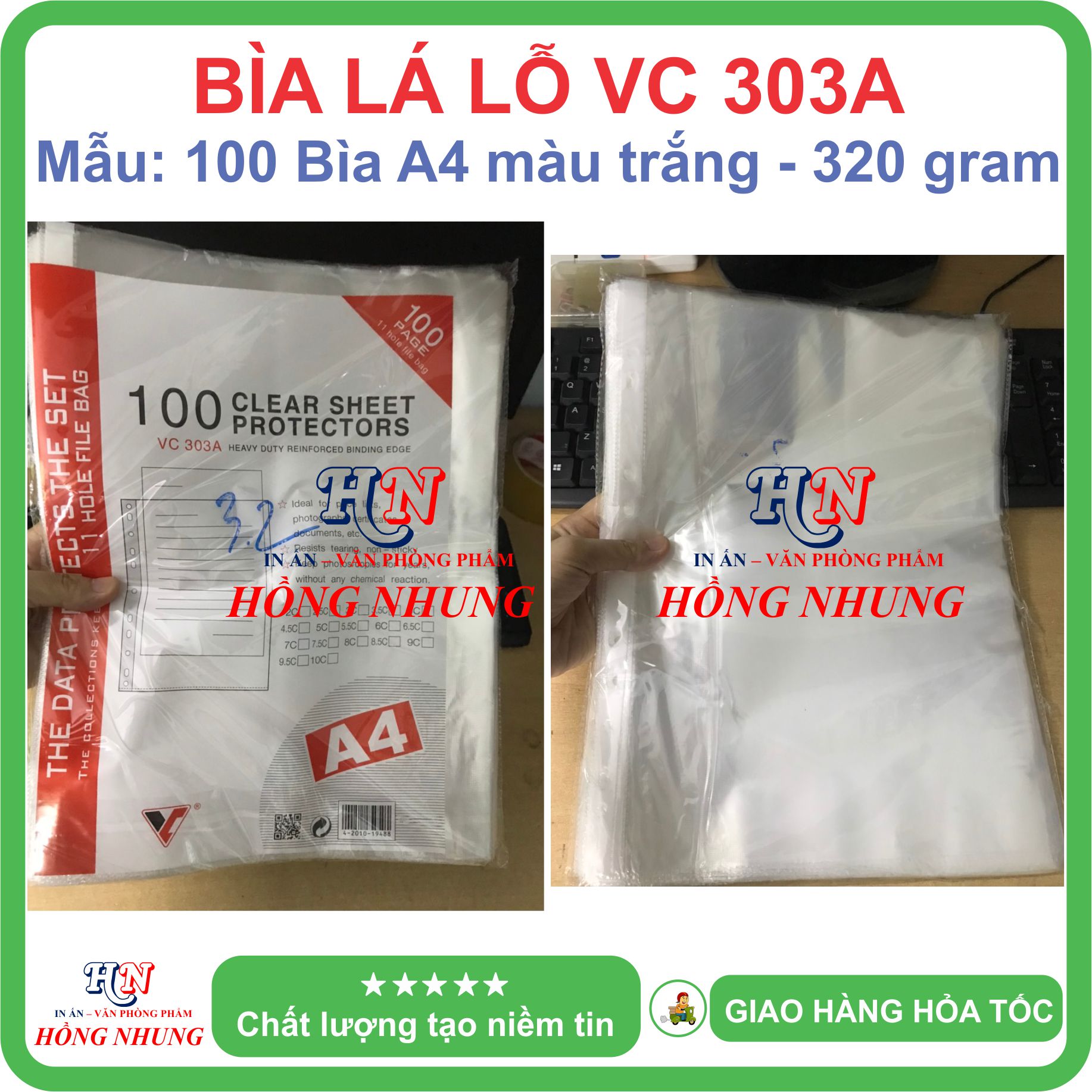 [SÉT] Xấp 100 Bìa lá lỗ, màu trắng giúp bạn lưu trữ hồ sơ dễ dàng