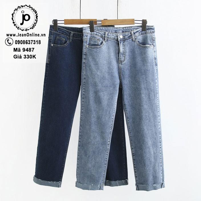 Bigsize Nữ - Jean Ống Suông Lật Lai