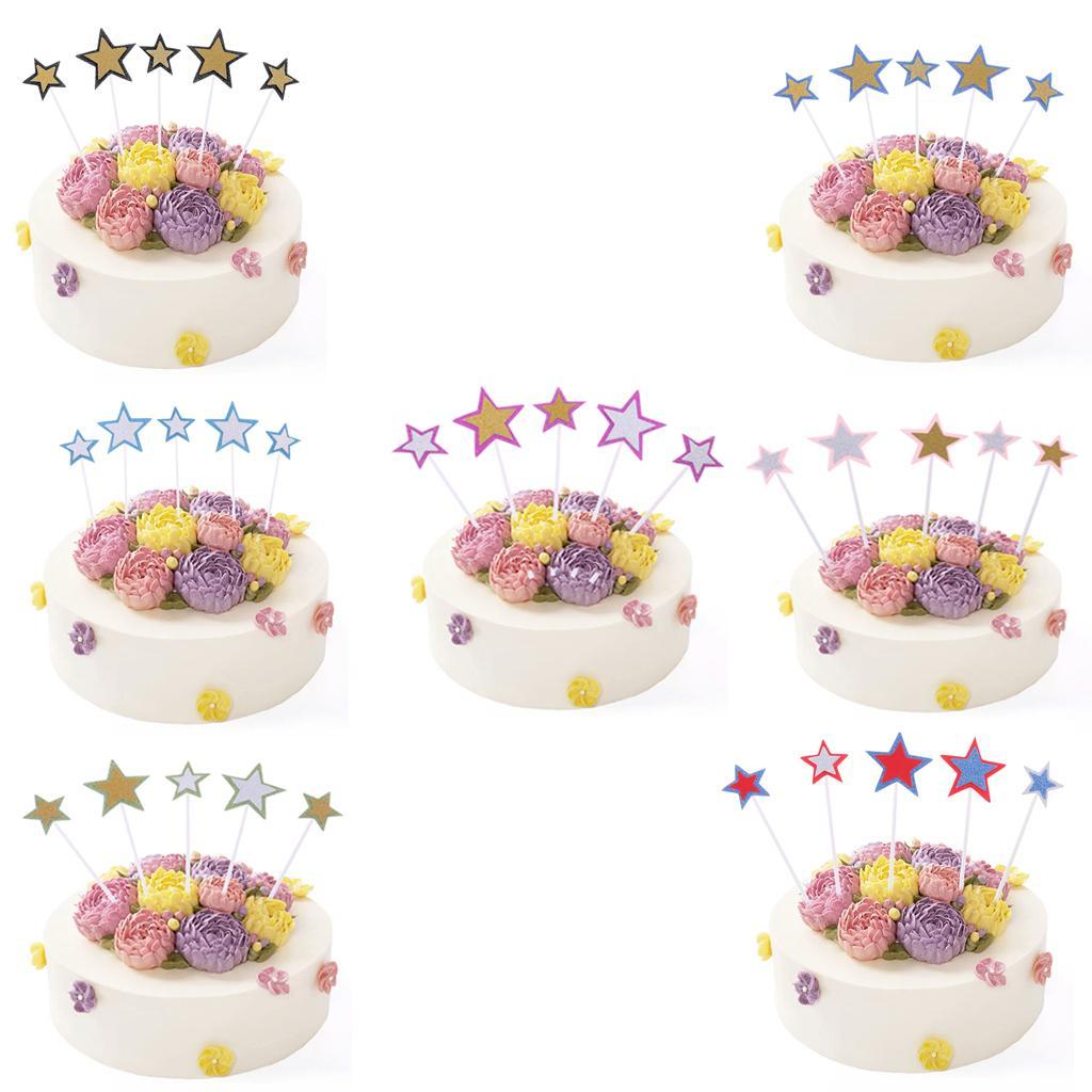 10 Pieces Star Cake Topper Party Dessert Cupcake Decoration