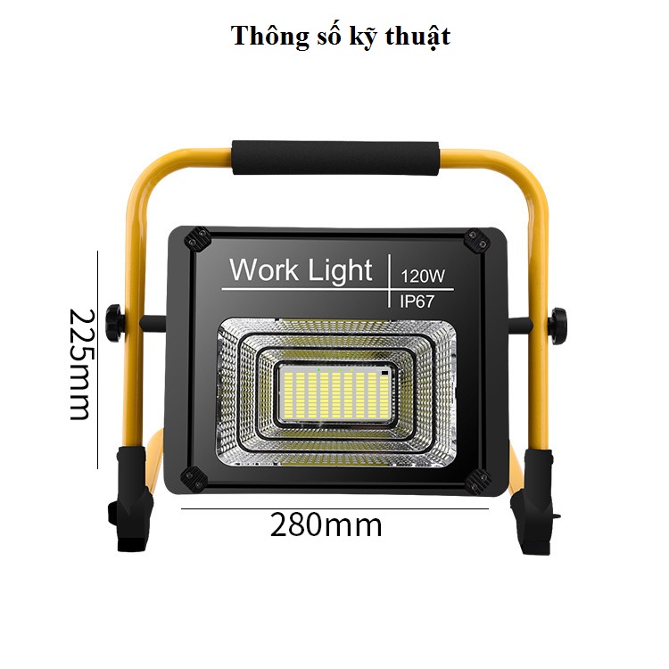 Đèn 120 led công suất lớn xách tay, để bàn đa năng tiện lợi siêu sáng tích hợp NLMT tiết kiệm điện năng W728