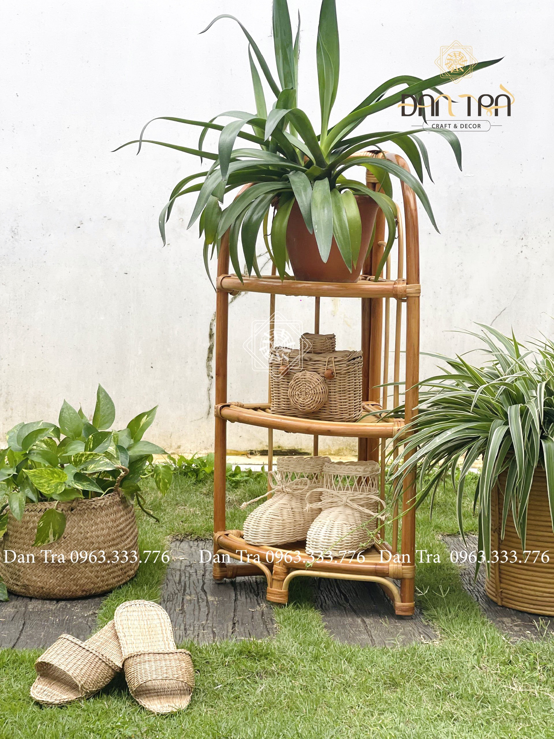 Kệ Mây Góc Trang Trí, Kệ Mây Decor Phòng Khách, Kệ Tủ Đựng Giày Dép ĐAN TRÀ