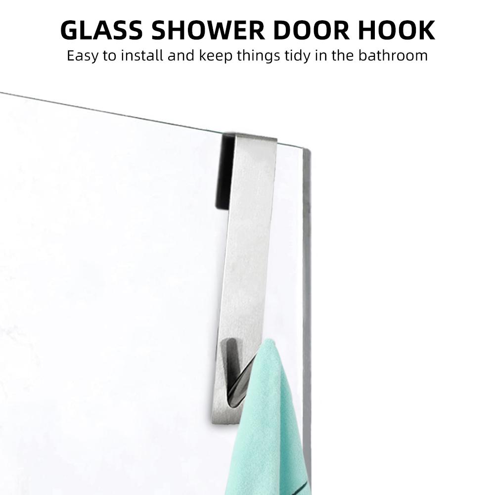Set 2 Cái Móc Treo Cửa Phòng Tắm Bằng Kính Chống Trượt Không Khoan