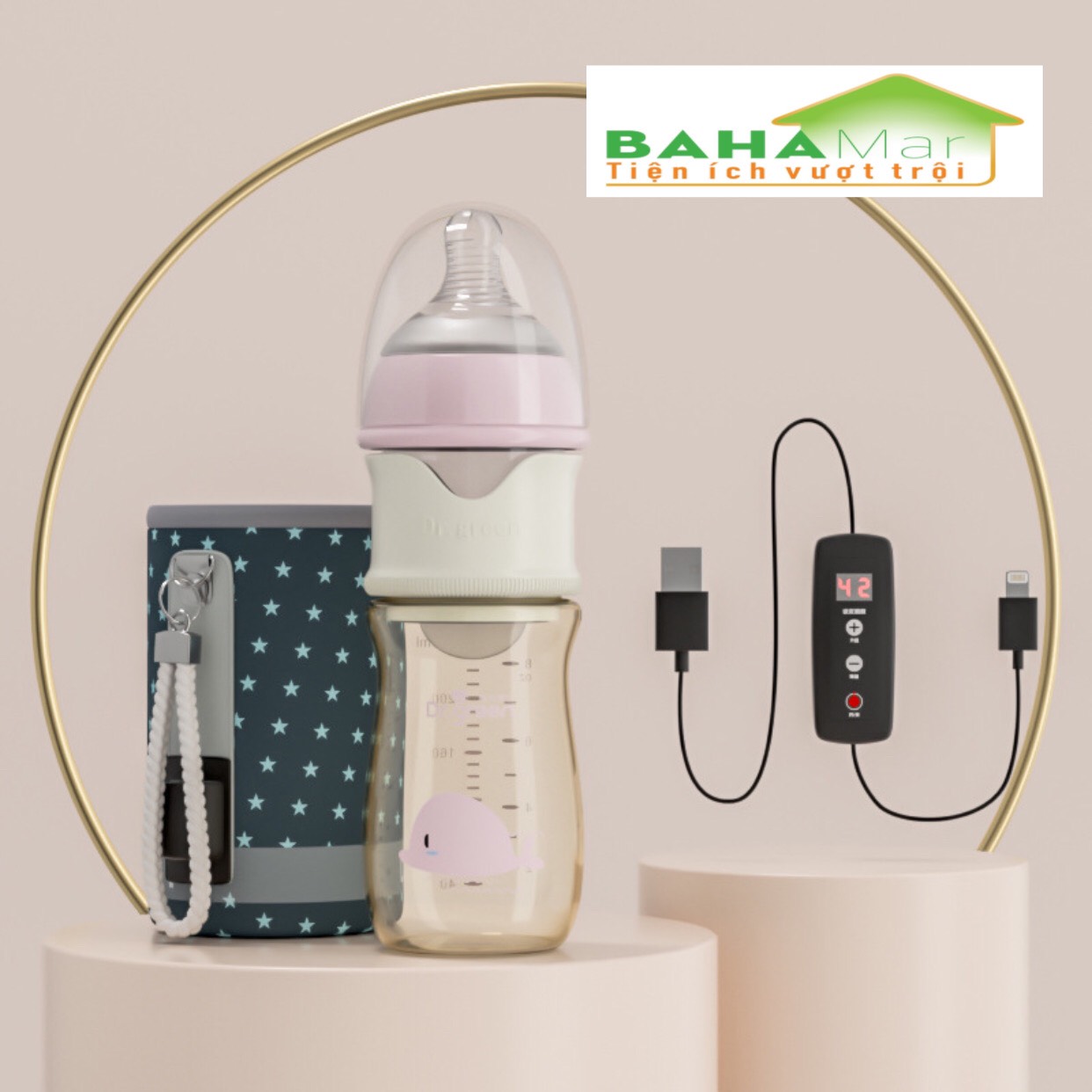 BÌNH SỮA KÈM Ủ TỰ ĐỘNG PHA NHANH "BAHAMAR" Có ngăn chứa sữa riêng biệt, khi cần ấn nhả để lắc pha nhanh trong tích tắc. Có thể điều chỉnh nhiệt độ , có thể hâm sữa, nhiệt độ không đổi.