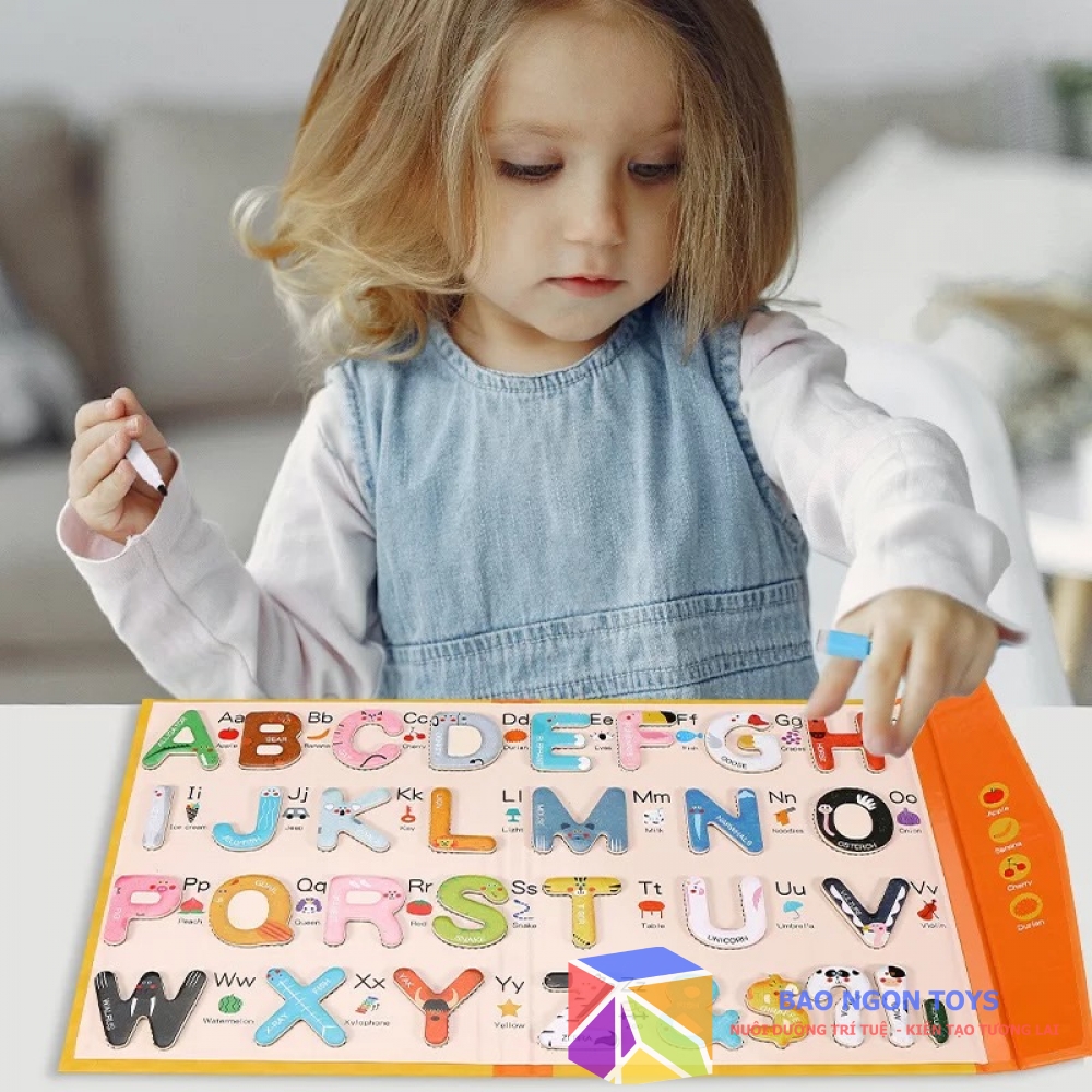 BẢNG CHỮ CÁI NAM CHÂM, BUSY BOOK GIÚP BÉ HỌC ĐÁNH VẦN TIẾNG ANH VÀ TẬP CẦM BÚT - BAO NGON TOYS - BC06