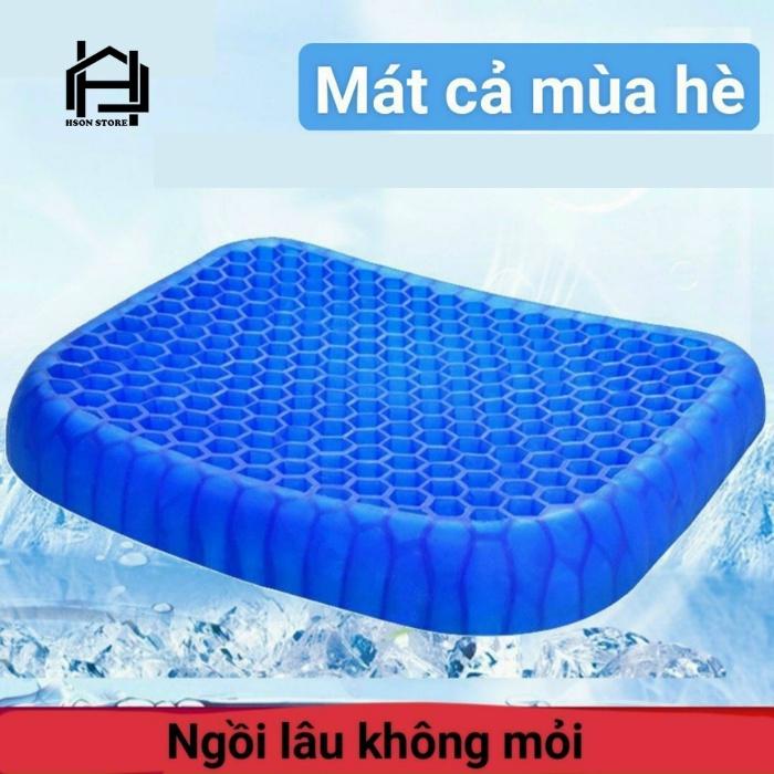 Đệm ngồi 3D cao cấp thoáng khí - Nệm lót ghế gel silicon tổ ong chống ê mông, mỏi lưng