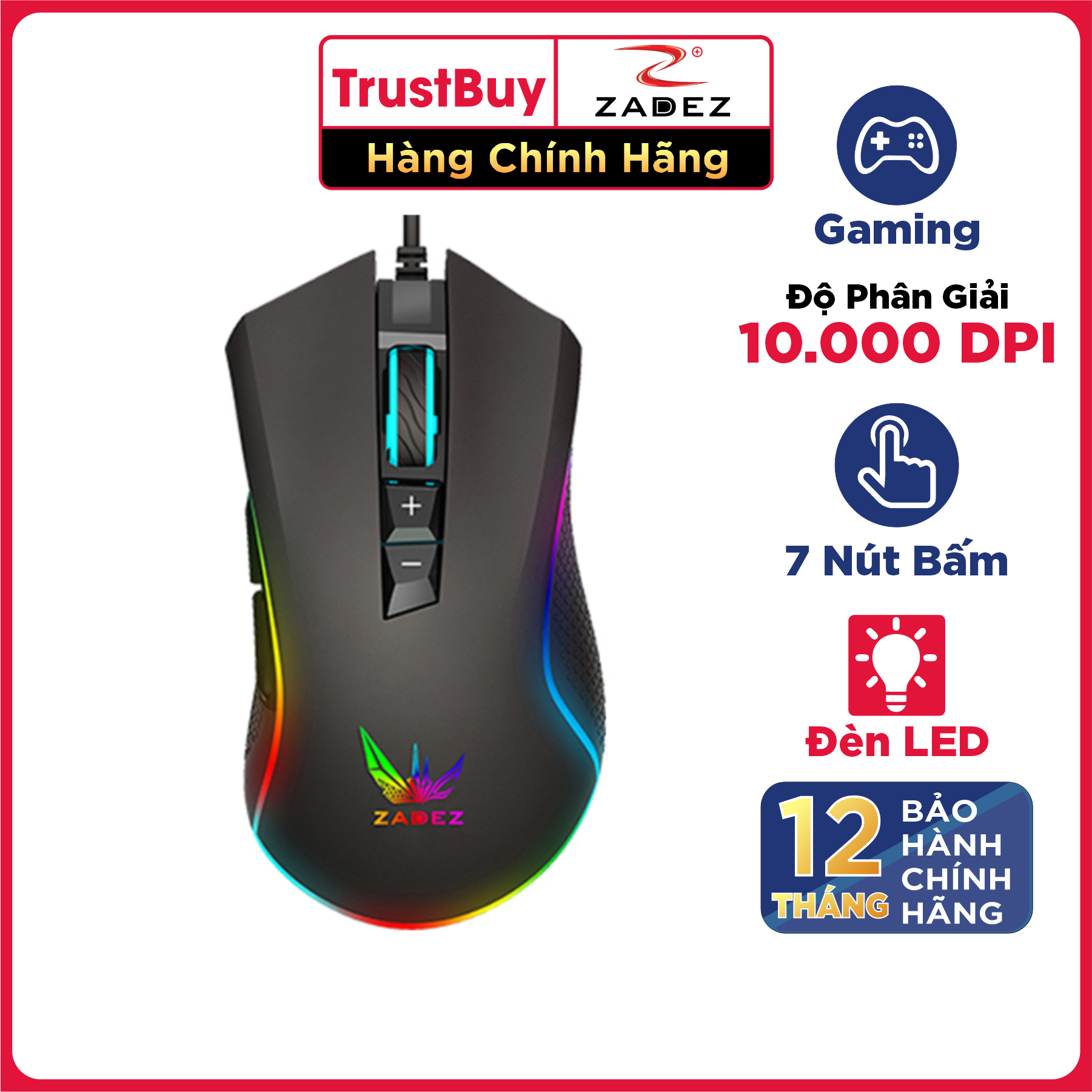 Chuột Gaming Có Dây ZADEZ GT-615M - Hãng Chính Hãng