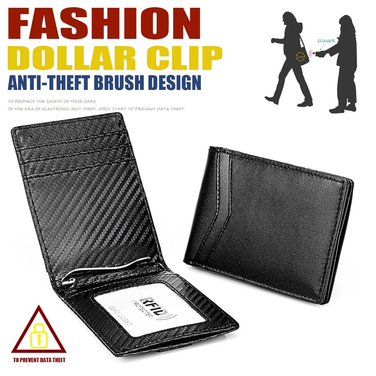 Ví Mỏng  Có Ngăn Đựng Thẻ Có Bảo Vệ RFID, Tối Đa 12 Thẻ, Ví Da Mini, Ví nam và nữ, Nhỏ, Ví, Carbon Đen, Bóp Mini Hiện đại