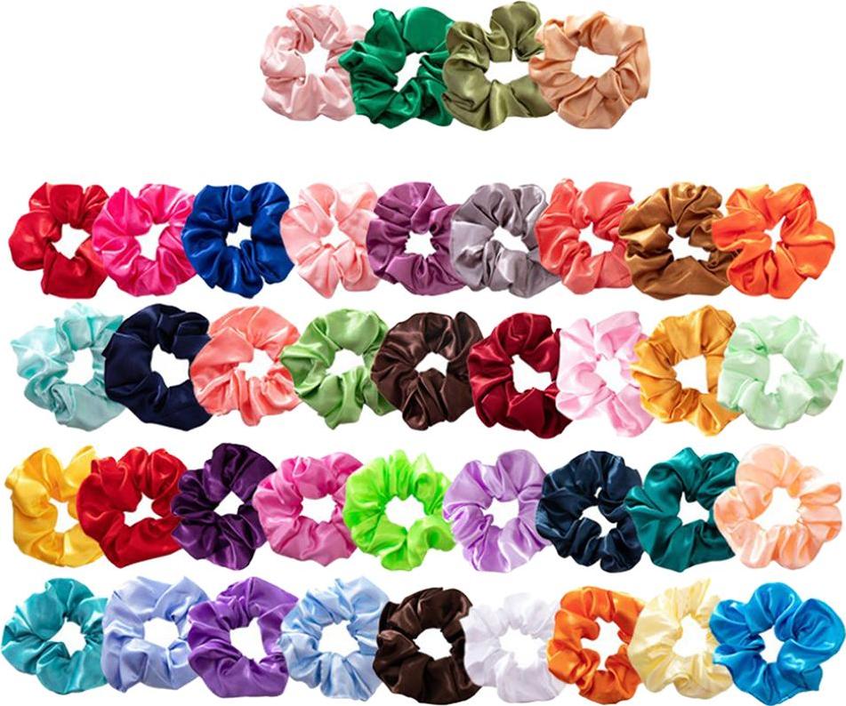 40 Chiếc Tóc Lụa Scrunchies Satin Thun Cột Tóc Scrunchy Dây Buộc Tóc Dây