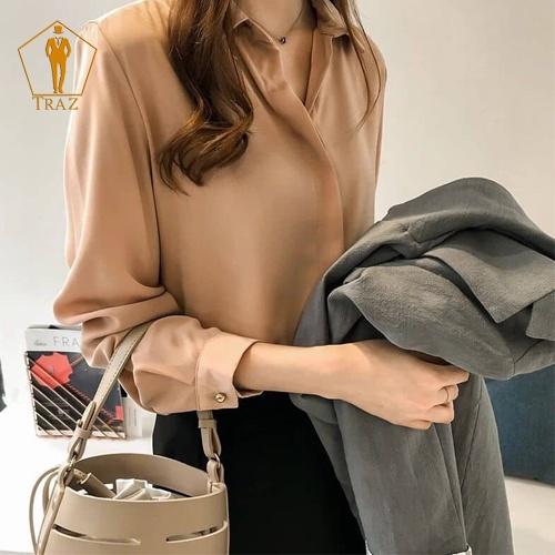 Áó Sơ Mi Nữ Trắng TRAZ Dài Tay Dáng Suông Rộng, Ôm Fom Vừa Cực Xinh