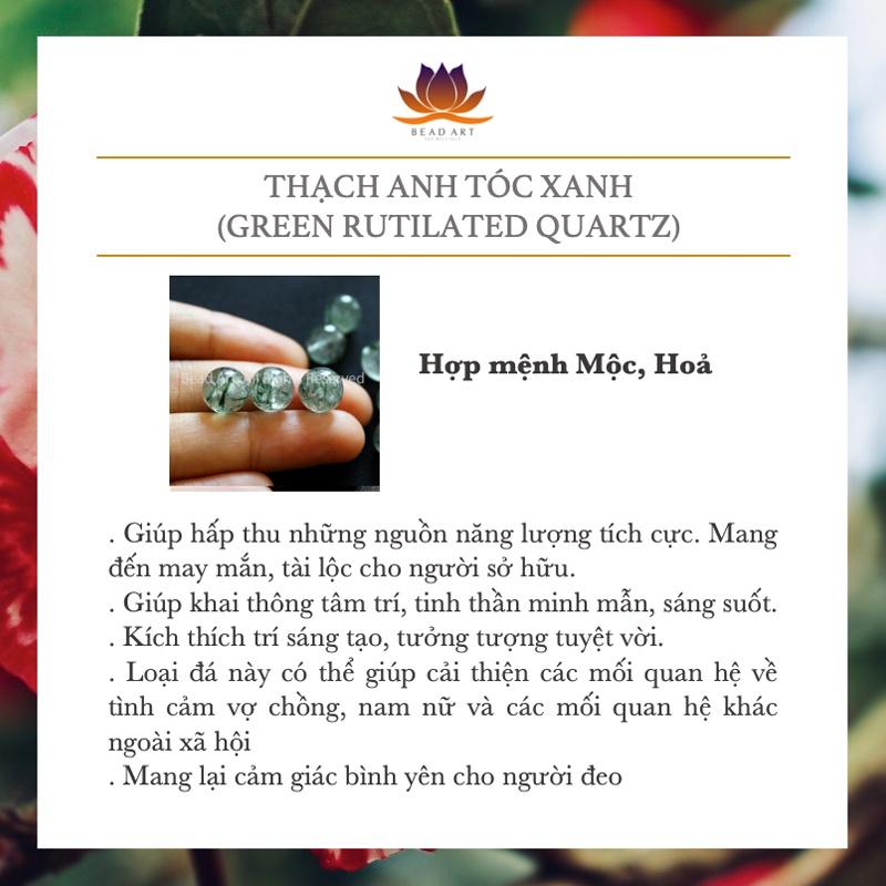 [1 Cái] Mặt Dây Chuyền Thạch Anh Tóc Xanh 8.5-9mm Loại A Và Bạc 925, Trang Sức Đá Phong Thuỷ, Mộc, Hoả - Bead Art