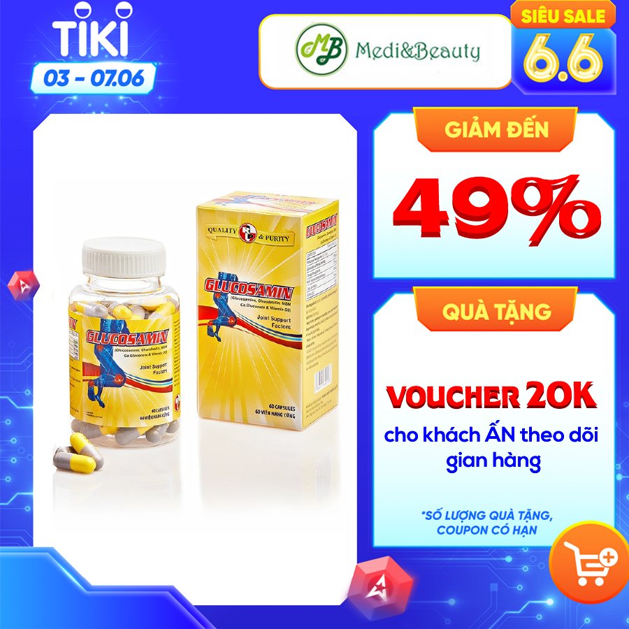 TPCN hỗ trợ xương khớp- viên nang Glucosamin – Robinson Pharma Usa-chai 60 viên