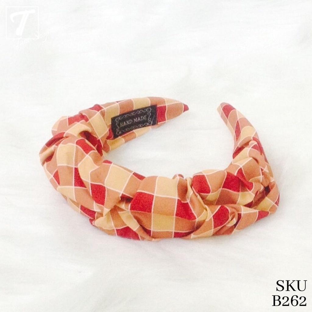 Băng đô cài tóc bản to họa tiết caro kiểu Anh Quốc Gingham thương hiệu Tone Shop
