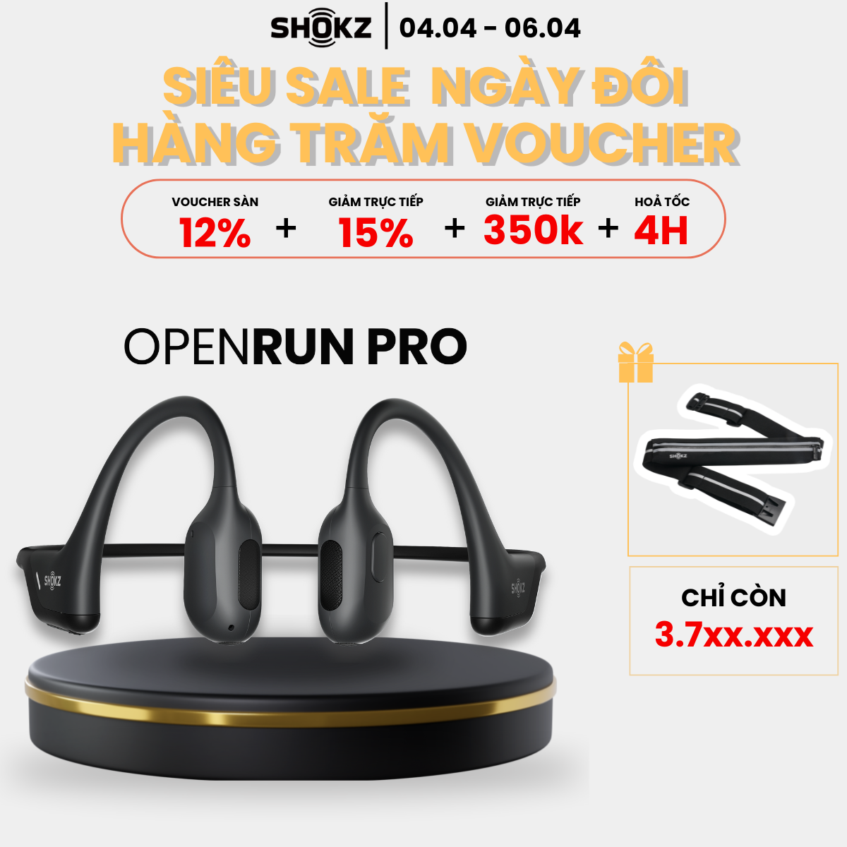 Tai Nghe Bluetooth Thể Thao Truyền Âm Thanh Qua Xương SHOKZ OPENRUN PRO S810 - Hàng chính hãng - Sạc nhanh Thời lượng Pin 10 tiếng - Kháng nước IP55