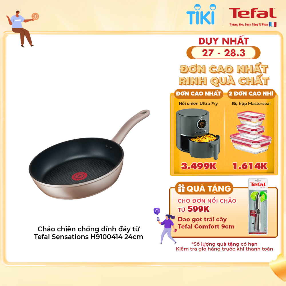 Chảo chiên chống dính đáy từ Tefal Sensations 24cm, dùng cho mọi loại bếp- Hàng chính hãng