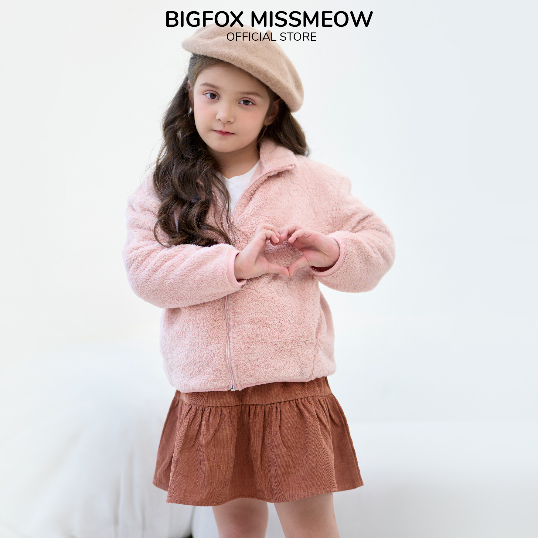 Hình ảnh Áo khoác lông cho bé trai bé gái Bigfox Miss Meow mặc mùa đông size đại trẻ em 3,4,5,6,7,8,9,10,11 đến 15 tuổi
