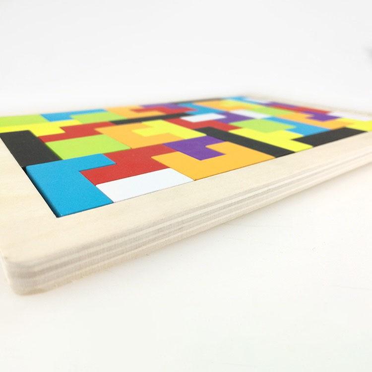 Đồ chơi bảng xếp hình Tetris bằng gỗ cho bé KB216003, bảng ghép gỗ 3d nhiều màu sắc, ghép hình phát triển tư duy