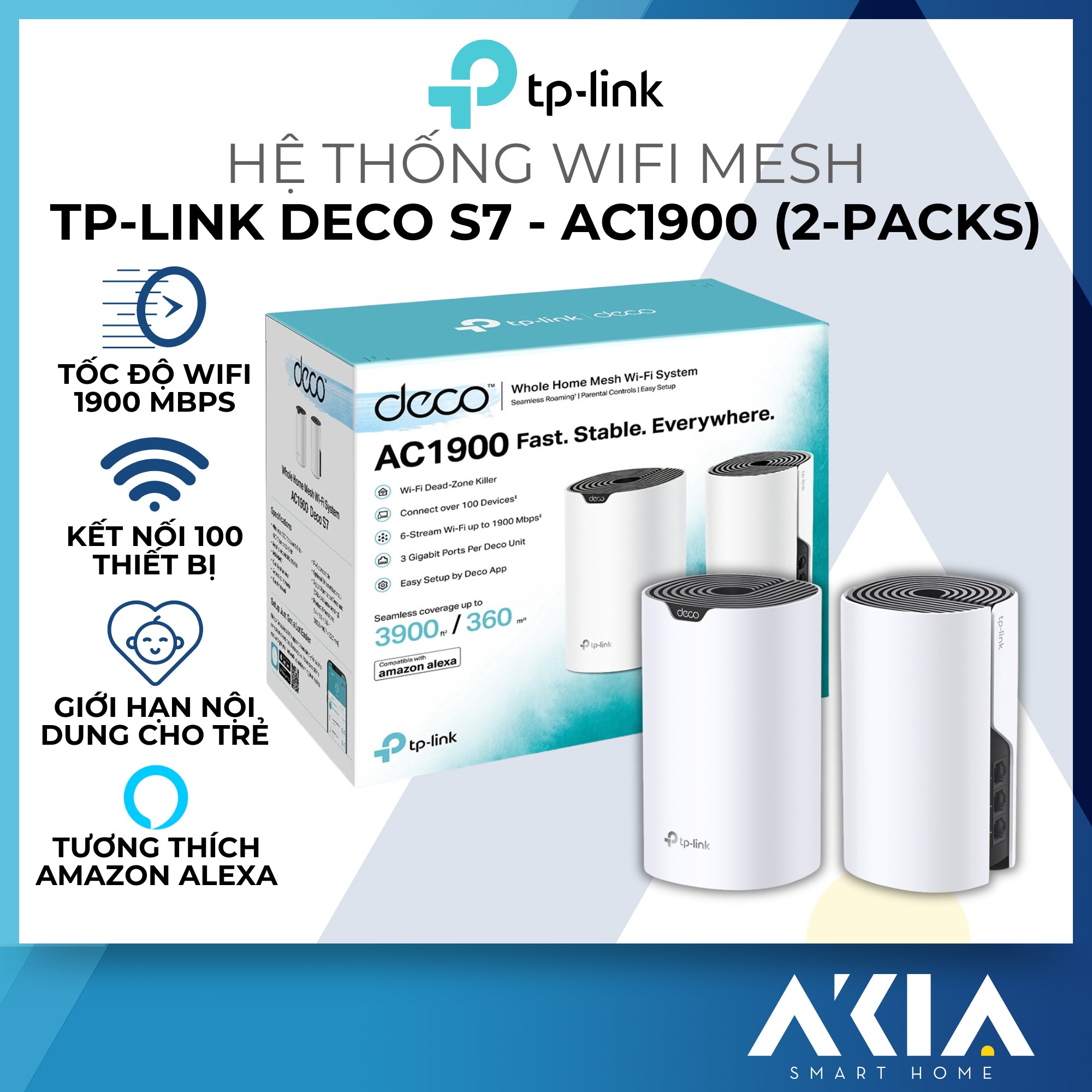 Bộ Phát WiFi Mesh TP-Link Deco S7 Chuẩn AC1900 - HÀNG CHÍNH HÃNG