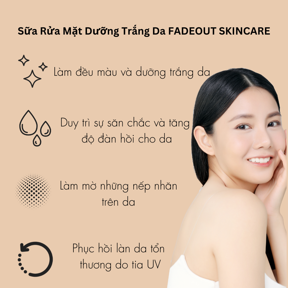 Sữa Rửa Mặt Dưỡng Trắng Da FADEOUT (Anh Quốc) | Trắng Sáng - Mờ Nếp Nhăn - Bổ Sung Collagen (100ml)