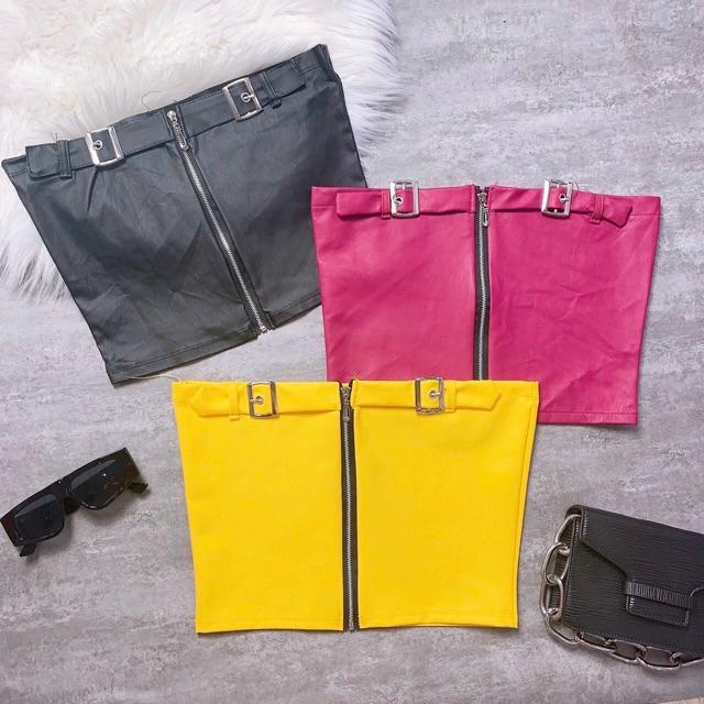 Áo ống da dây kéo phối khoen siêu chất -B0N