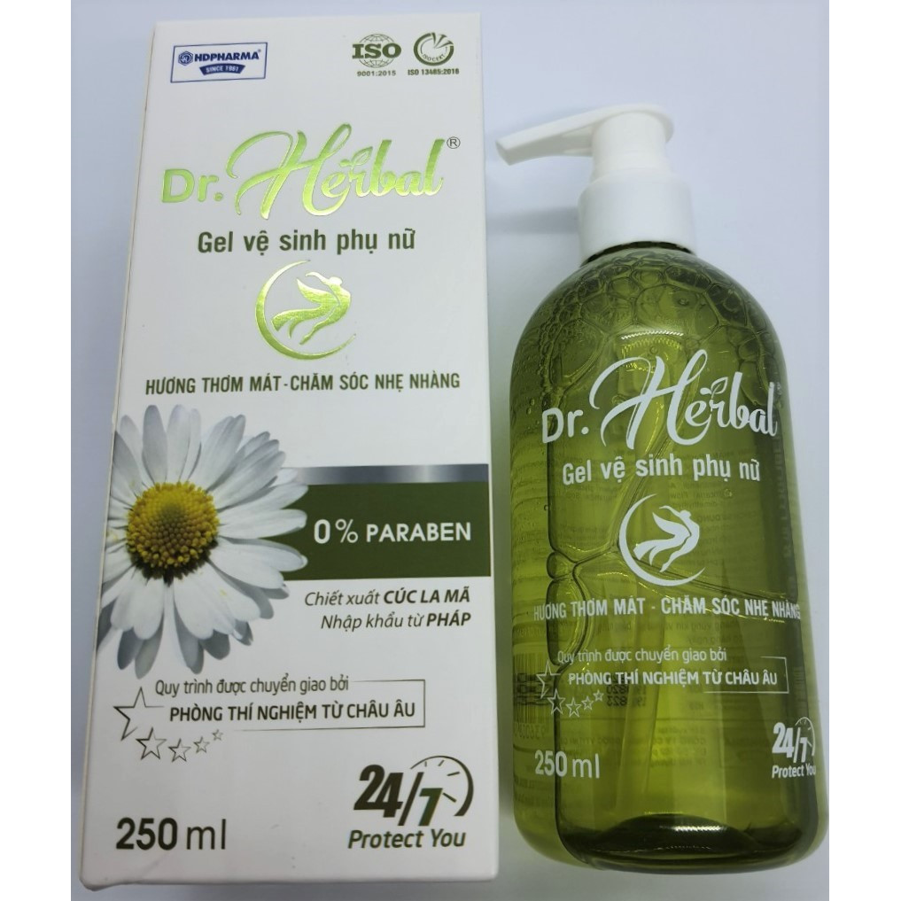 GEL VỆ SINH PHỤ NỮ - DR.HERBAL – HD PHARMA – CHAI 250ML - HƯƠNG CÚC LA MÃ TỪ PHÁP