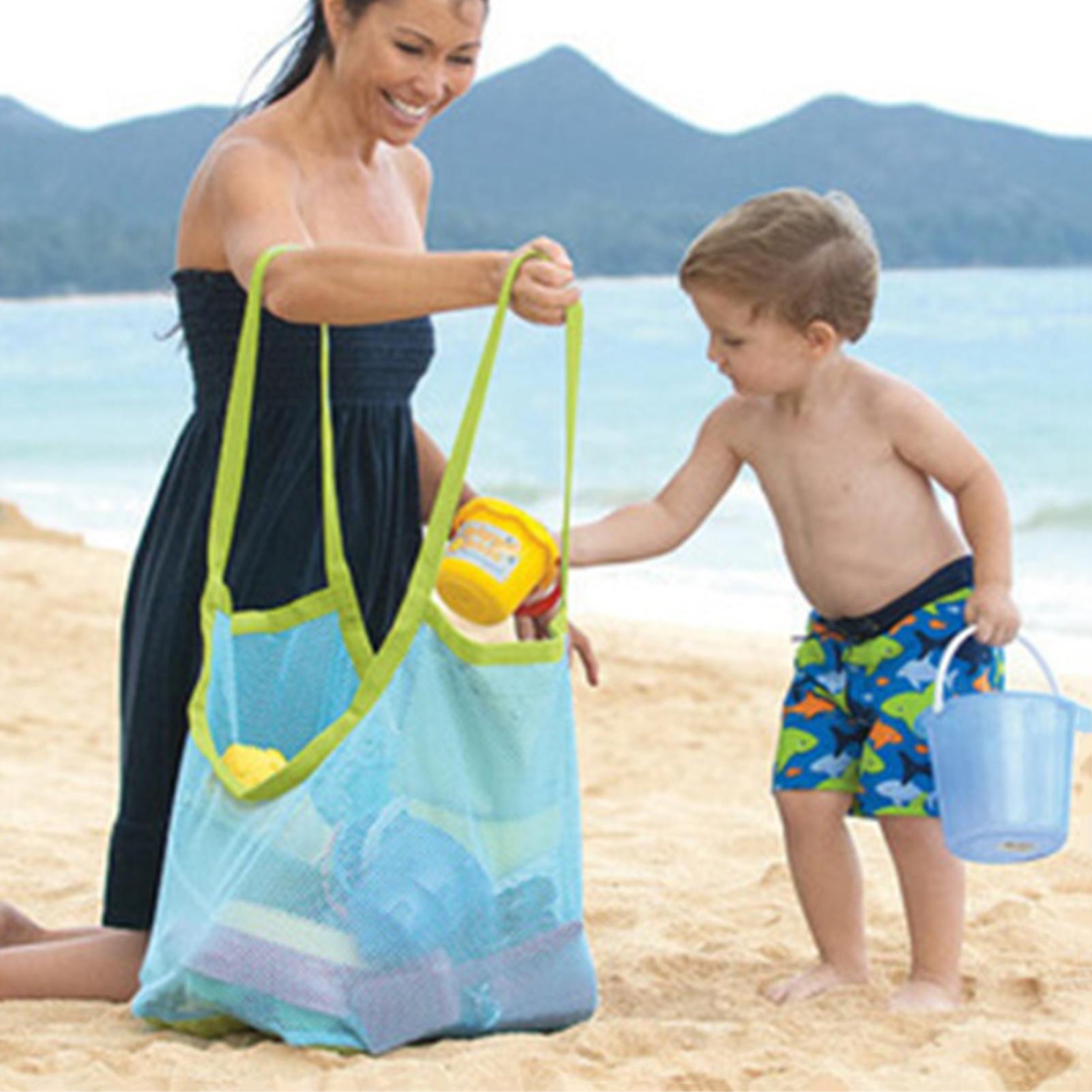 Túi lưới bãi biển dung tích lớn có thể gấp gọn, thích hợp lọc cát, đựng đồ ướt