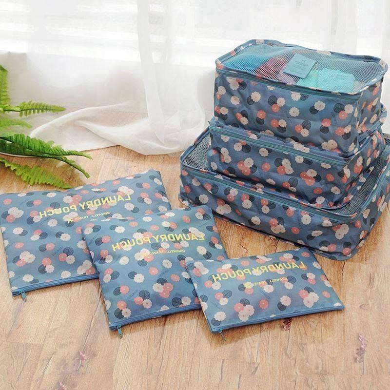 Set 6 Túi Đựng Quần Áo, Mỹ Phẩm, Đồ Dùng Cá Nhân Đi Du Lịch